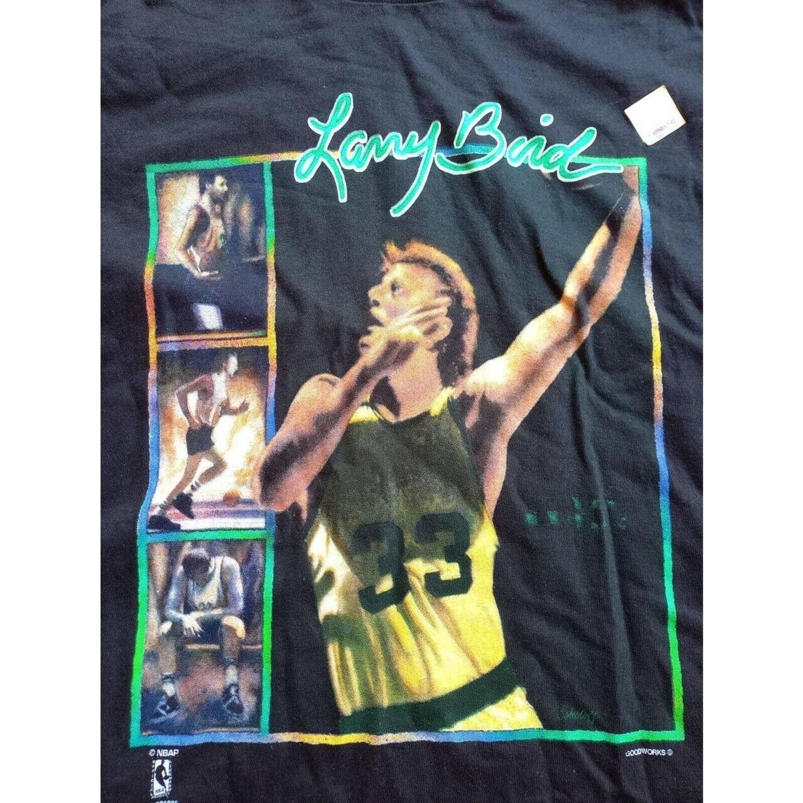 NBA × Salem Sportswear NEW Larry Bird 90s Boston Celtics SALEM Tee M black NBA vtg Size US M / EU 48-50 / 2 - 2 Thumbnail