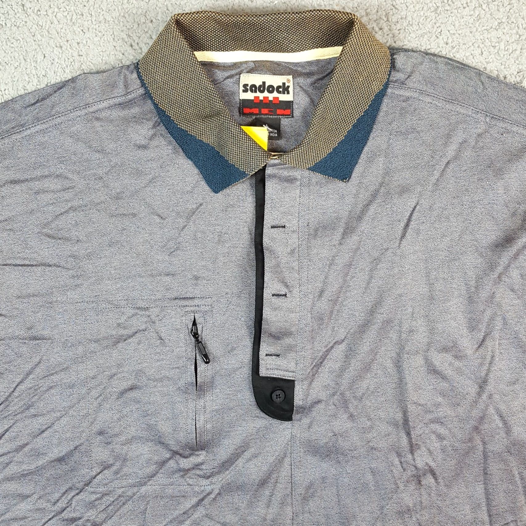 Vintage VINTAGE Sadock Golf Polo Shirt Men L Gray Knit Oversized Button Collar Shirt Size US L / EU 52-54 / 3 - 2 Thumbnail