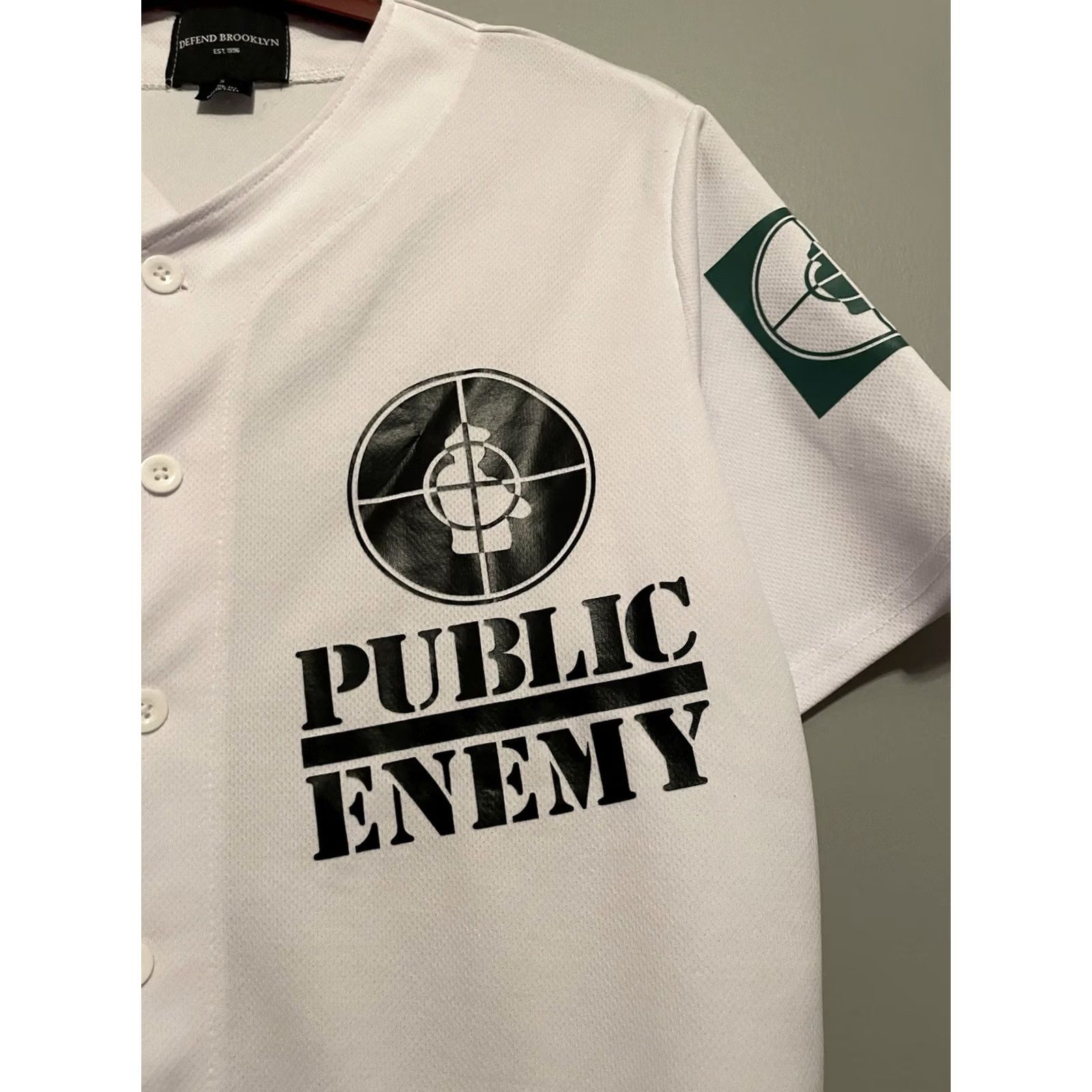 Vintage Defend Brooklyn X Public Enemy Button Up Shirt Women's Size S White Jersey 90s Style Vintage No Size S / US 4 / IT 40 - 8 Thumbnail