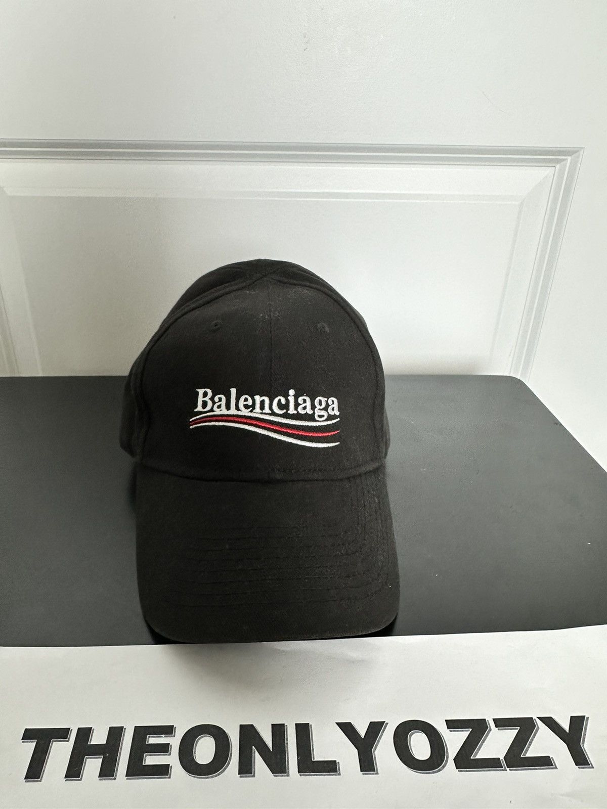 image of Balenciaga Black Campaign Hat Dad Cap, Men's