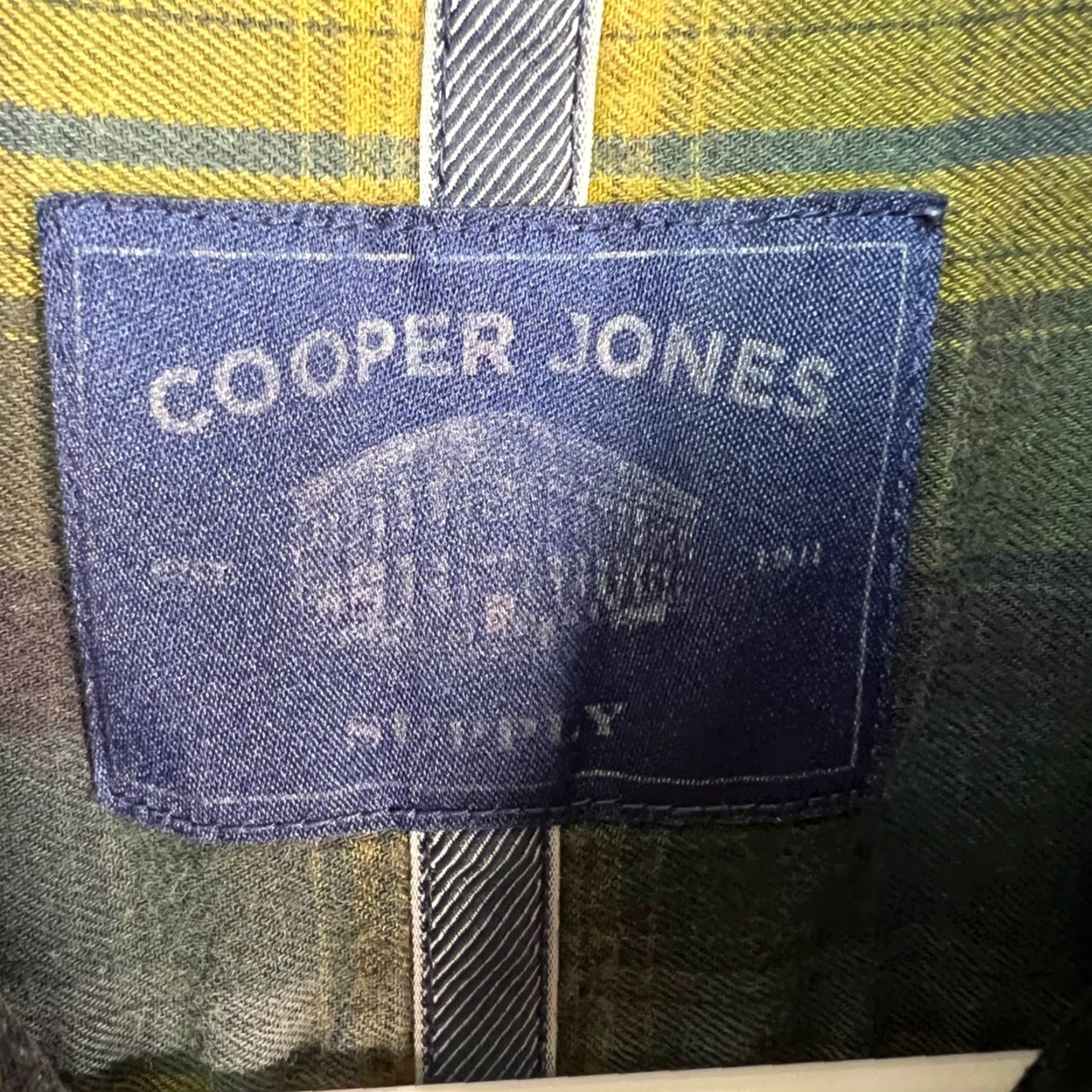 Vintage Cooper Jones Mens XL Plaid Button-Up Shirt 100% Cotton Green & Yellow Size US XL / EU 56 / 4 - 3 Thumbnail