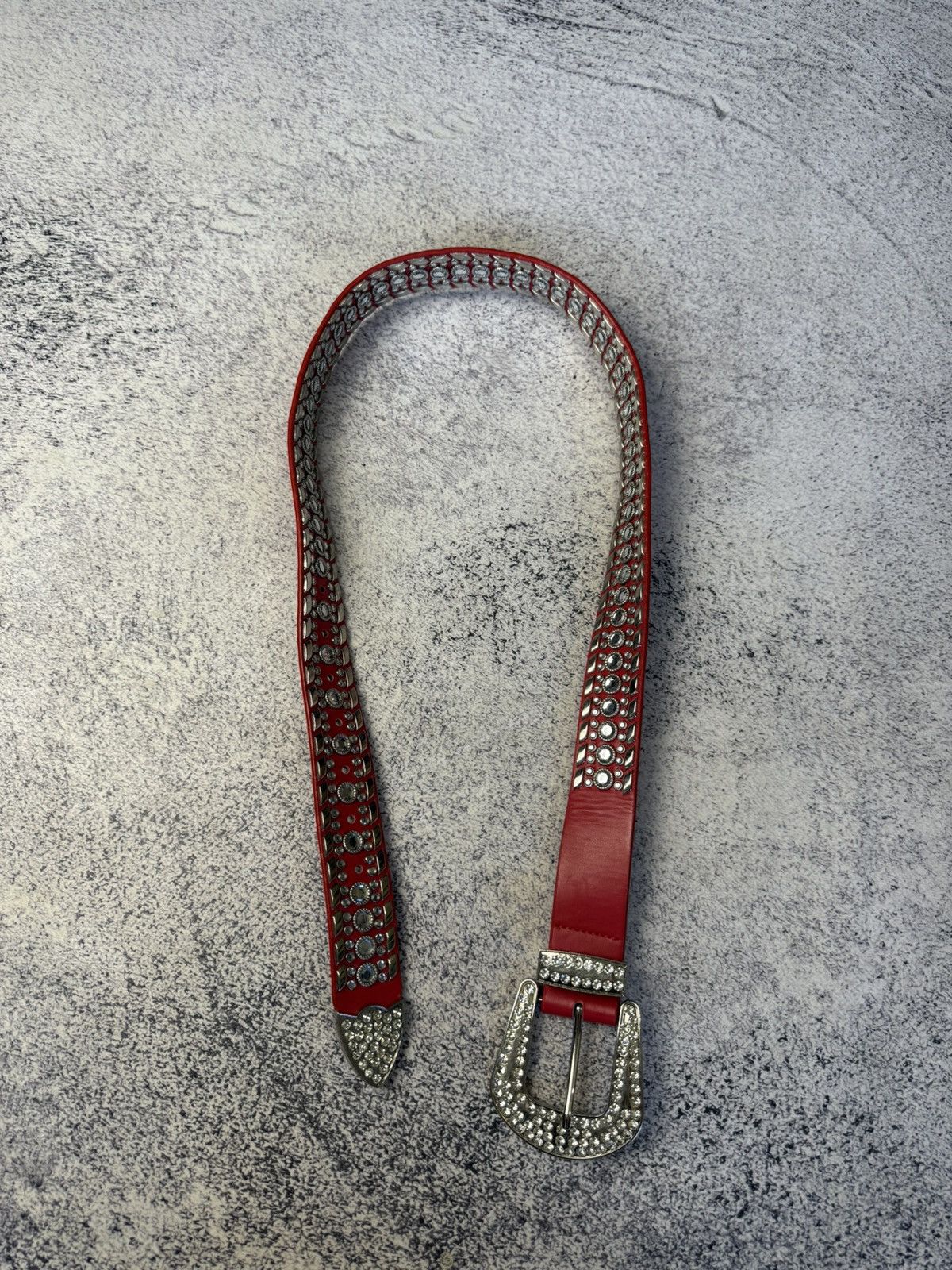 B.B. Simon Y2k 2000s BB Simon Type Red Rhinestone Crystal Belt Size ONE SIZE - 10 Thumbnail