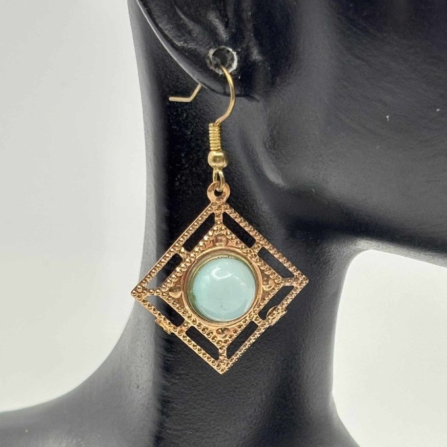 Other Gold & Blue Stone Earrings Size ONE SIZE - 1 Thumbnail
