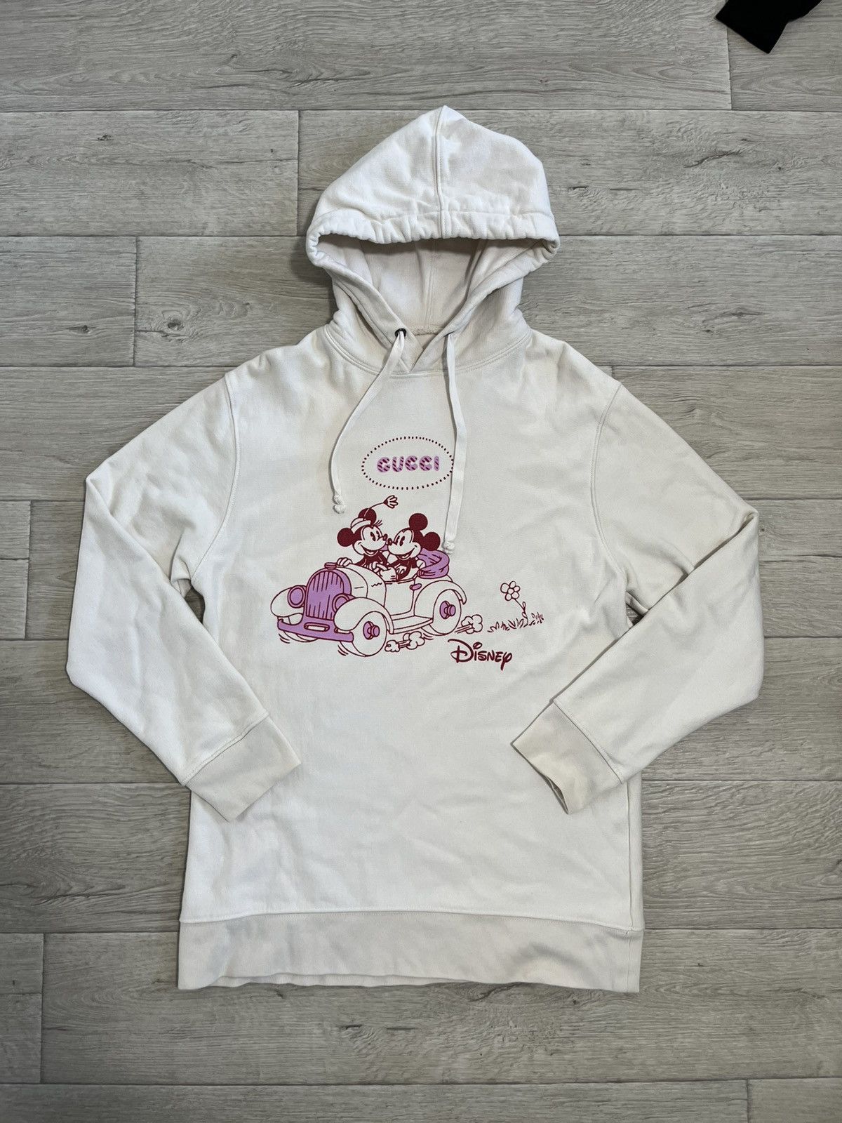 Original Gucci X Disney Mickey & Minnie Mouse Hoodie in Beige, Men's
