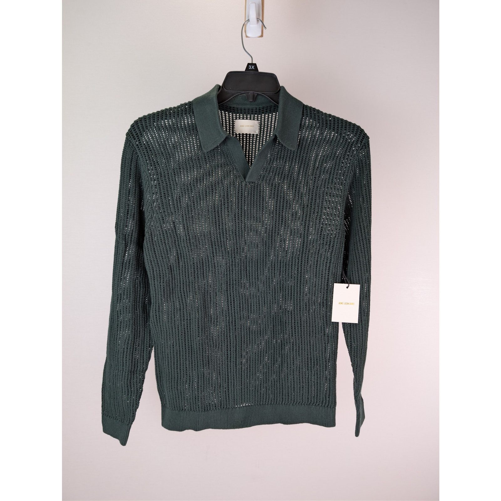 Aime Leon Dore o1rshd1 Long Sleeve Mesh Polo Shirt in Scarab Green Size US S / EU 44-46 / 1 - 8 Thumbnail