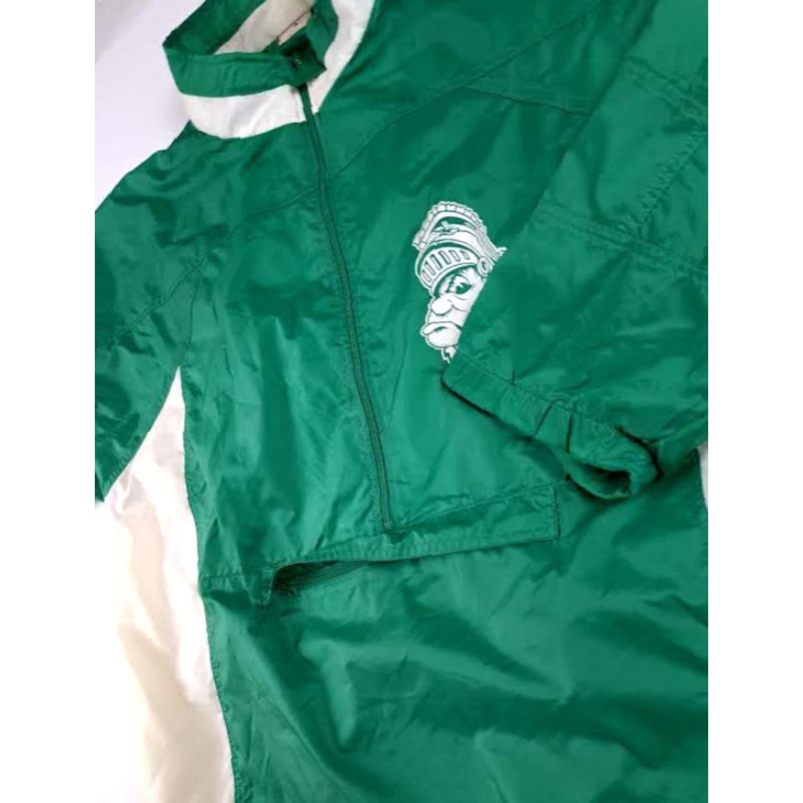 Vintage VINTAGE Apex One Michigan State University Half Zip Hooded Windbreaker XL jacket Unisex Adults Green White 1980s Size US XL / EU 56 / 4 - 4 Thumbnail