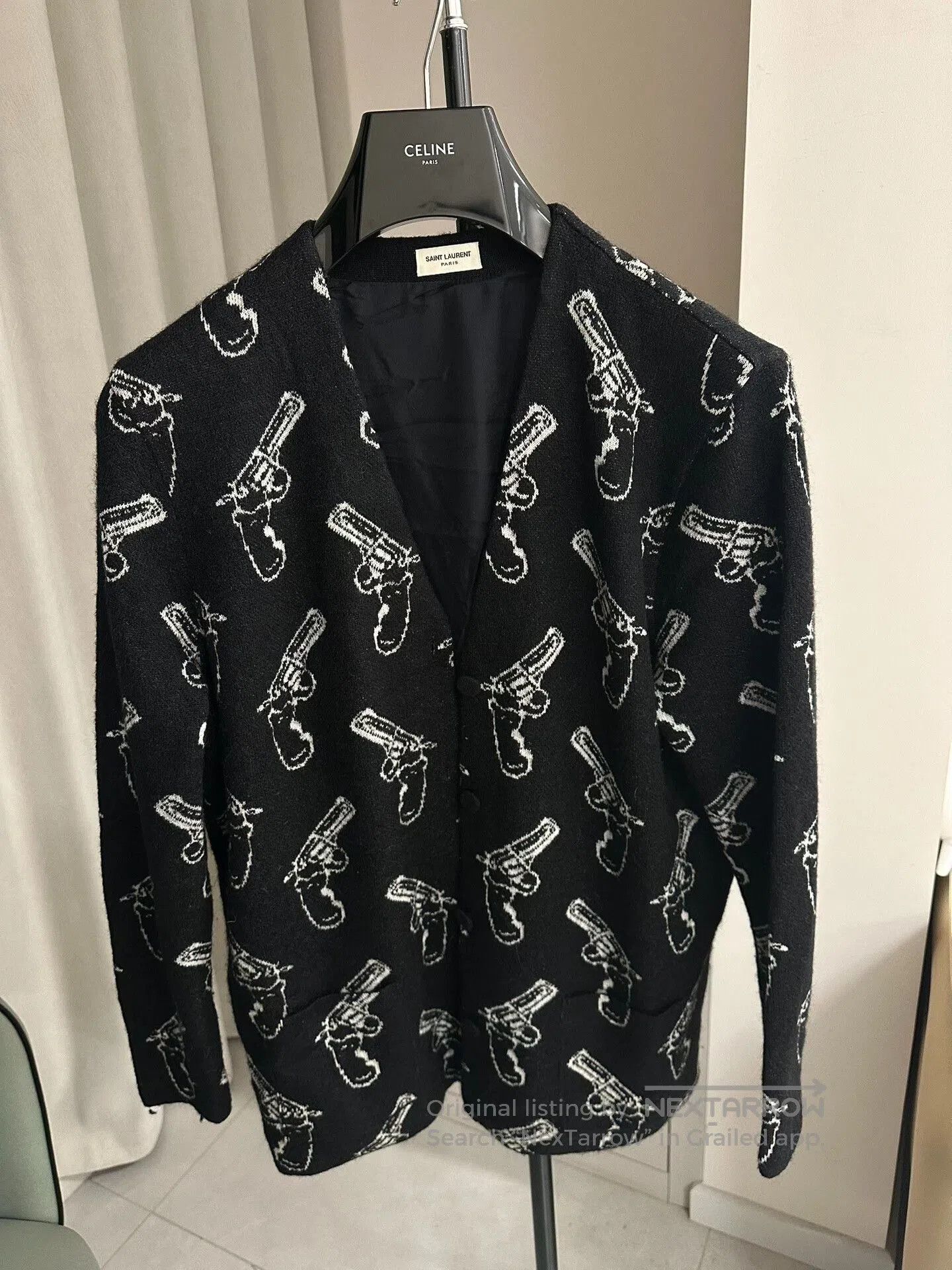 Saint Laurent Wool Knit Cardigan.