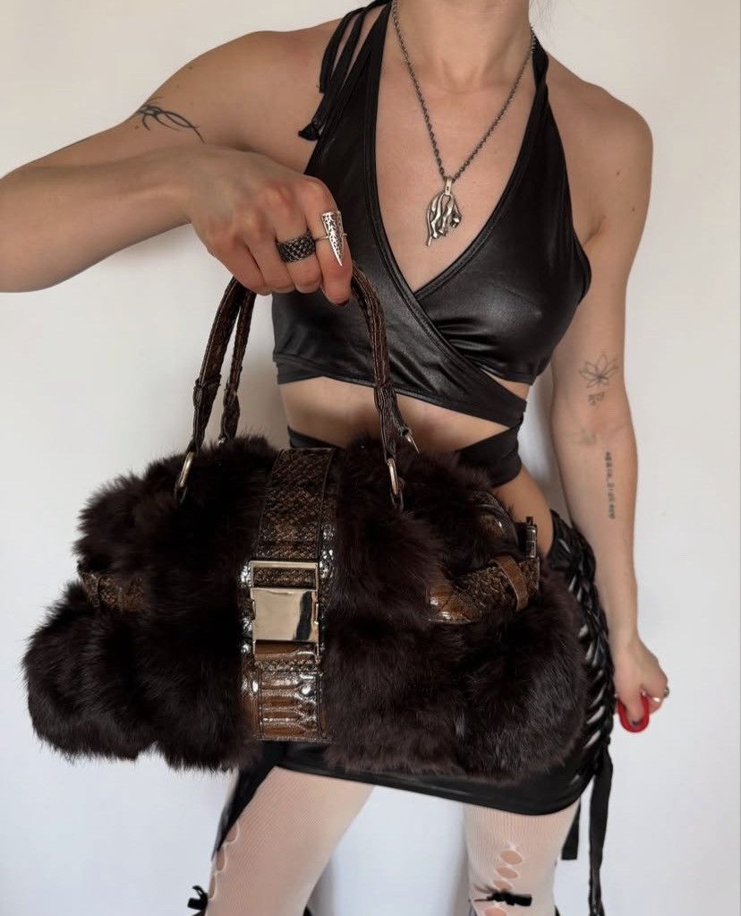 Vintage Vintage faux fur brown shoulder bag Size ONE SIZE - 2 Thumbnail