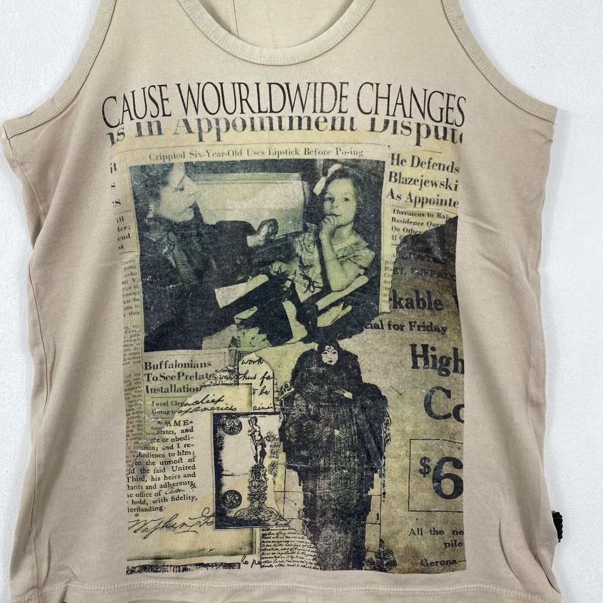 GOSTAR DE FUGA Japanese Archive Newspaper Print Tank Top Deconstructed S Size US S / EU 44-46 / 1 - 4 Thumbnail