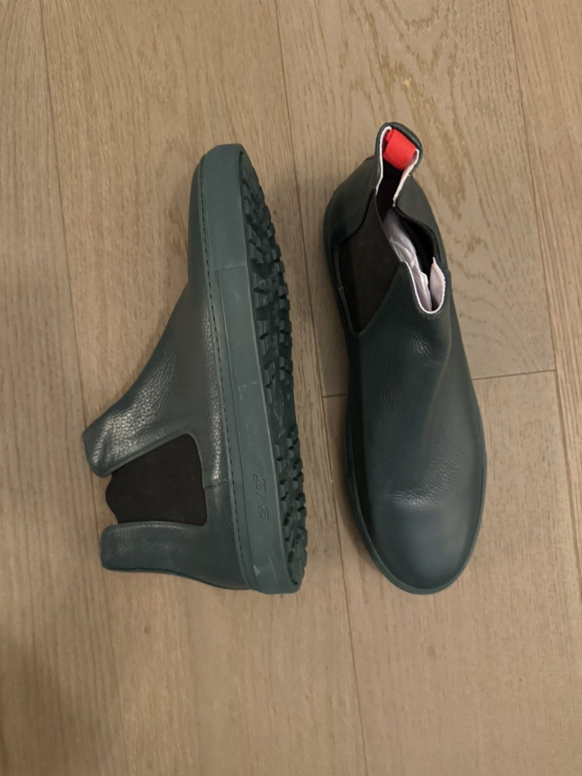 Del Toro Del Toro “Made in Italy” Leather Chelsea Boots (Dark Green) Size US 13 / EU 46 - 1 Thumbnail