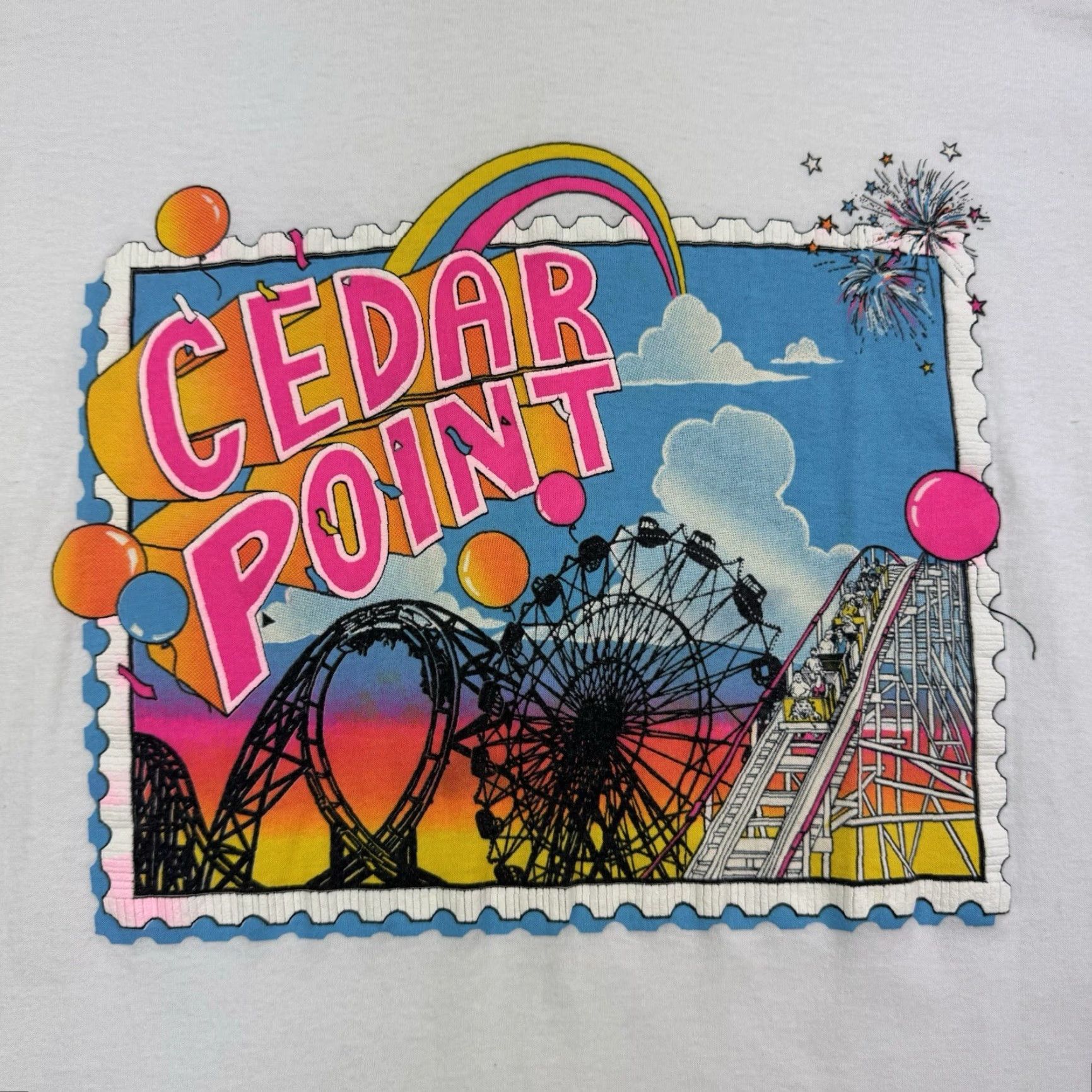 Vintage VINTAGE Royal First Class Cedar Point T-Shirt Adult XL White 80s Graphic Theme Park Mens Size US XL / EU 56 / 4 - 2 Thumbnail