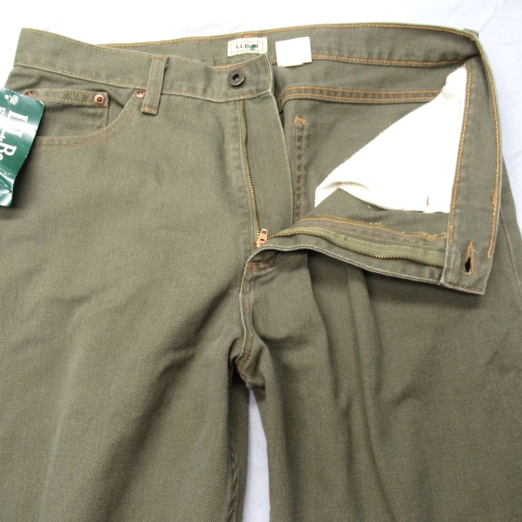 Vintage L.L.Bean Jeans Womens 14W Green Wide-Leg Cotton Blend Pants Classic Fit 30in Inseam 32in Waist NWT Size 36" / US 14 / IT 50 - 5 Thumbnail