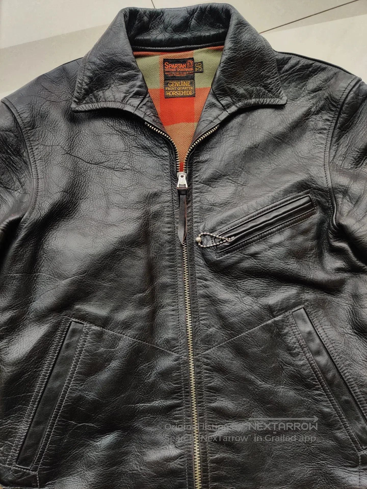 Freewheelers black leather jacket with snowflake pattern. Size US S / EU 44-46 / 1 - 3 Thumbnail