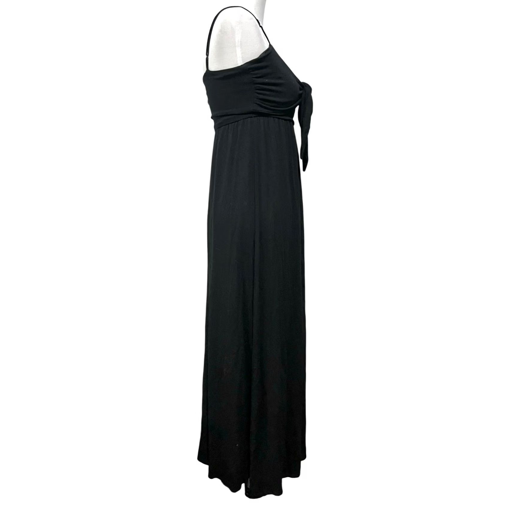 Vintage Francesca's Casual Dress Black Maxi Jersey Knit Tie Front Spaghetti Straps XXS Dress Tank Dress Sleeveless Women Size XXS / US 00 / IT 34 - 6 Thumbnail