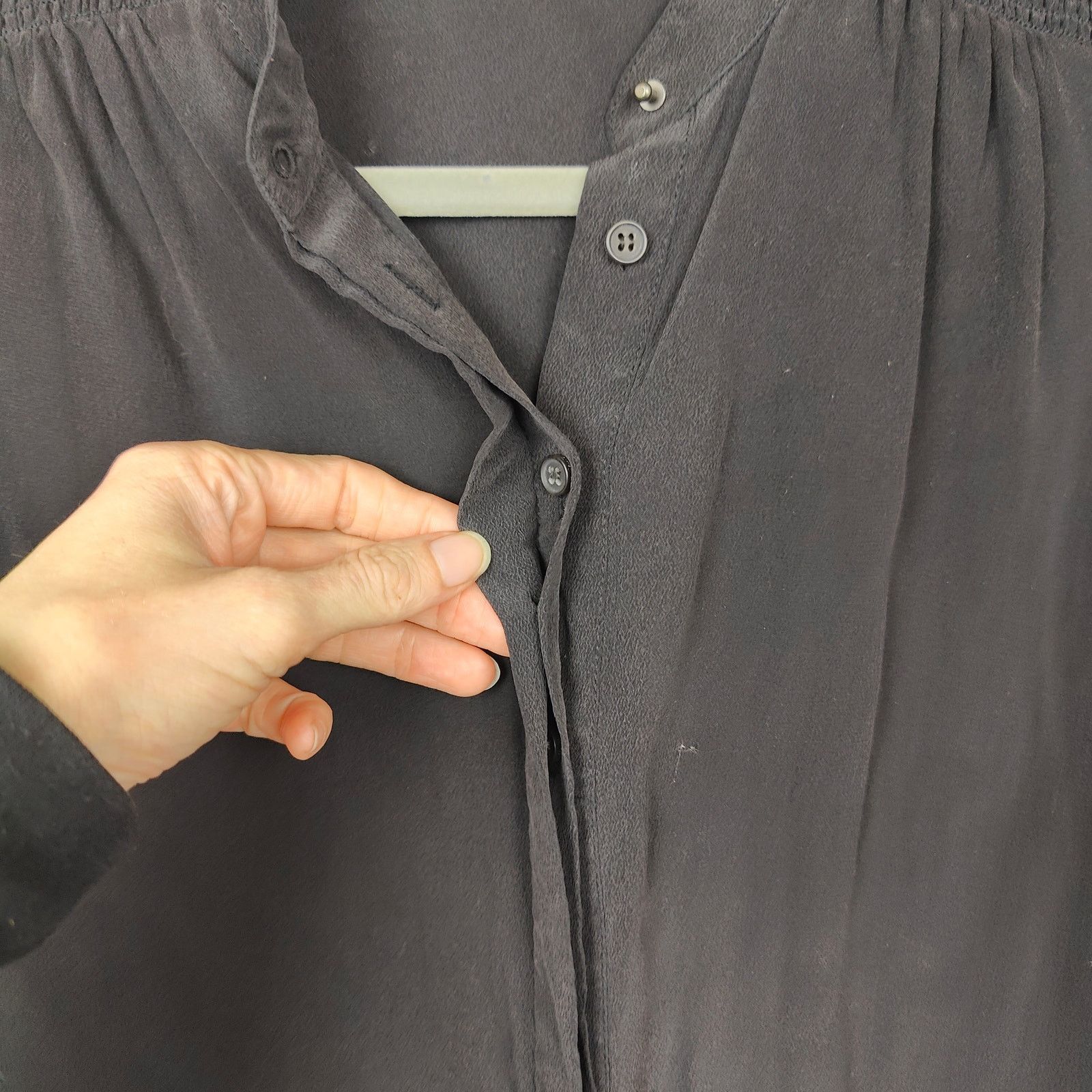 Allsaints AllSaints Sirius Dress Womens 0 Black 100% Silk Shirt Button Size XS / US 0-2 / IT 36-38 - 2 Thumbnail