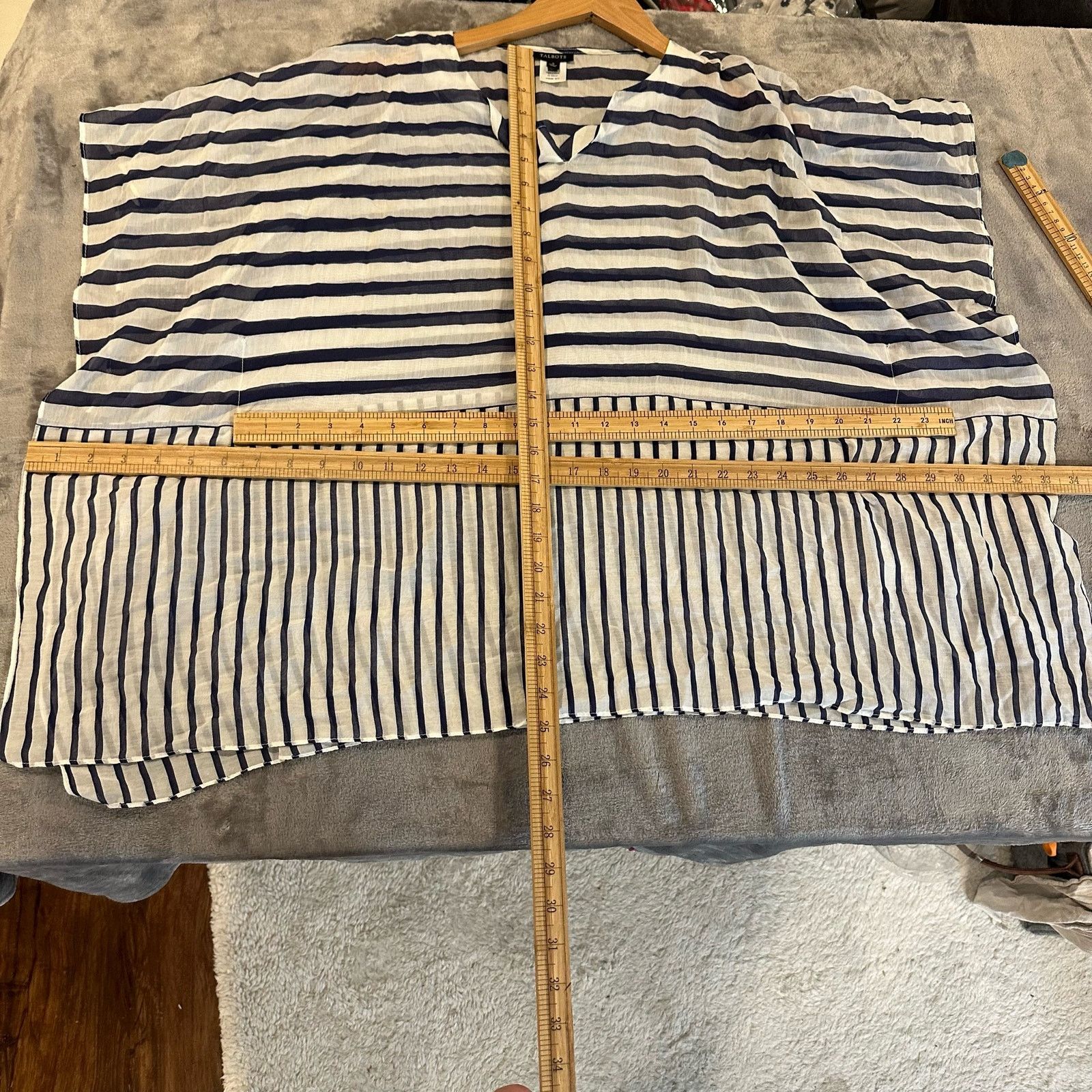 Other Talbots Silk Navy Blue White Kaftan Poncho Tunic Top S Size S / US 4 / IT 40 - 8 Thumbnail