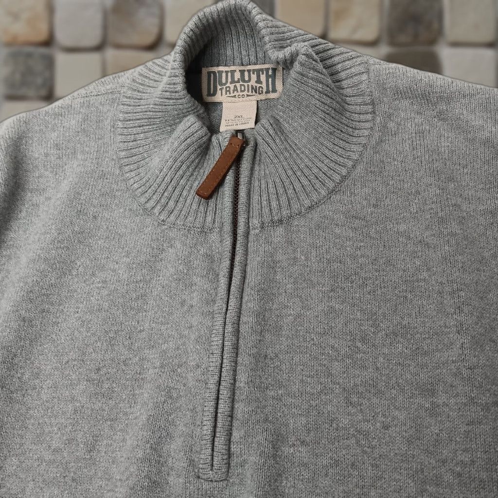 Duluth Trading Company DULUTH TRADING CO Sweater Men 2XL Pullover Mock Neck Classic Gray Knit 1/4 Zip Cotton Nylon Regular Size 2XL Mens Size US XXL / EU 58 / 5 - 1 Thumbnail