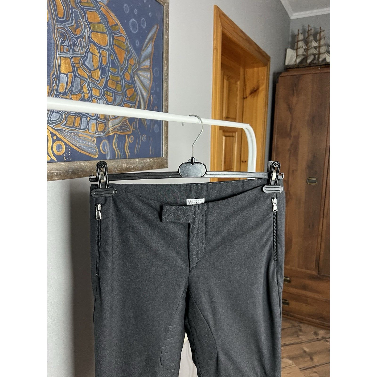 Brunello Cucinelli MINT! Brunello Cucinelli Gray Moto Byker Style Wool Pants Si Size 28" / US 6 / IT 42 - 6 Thumbnail