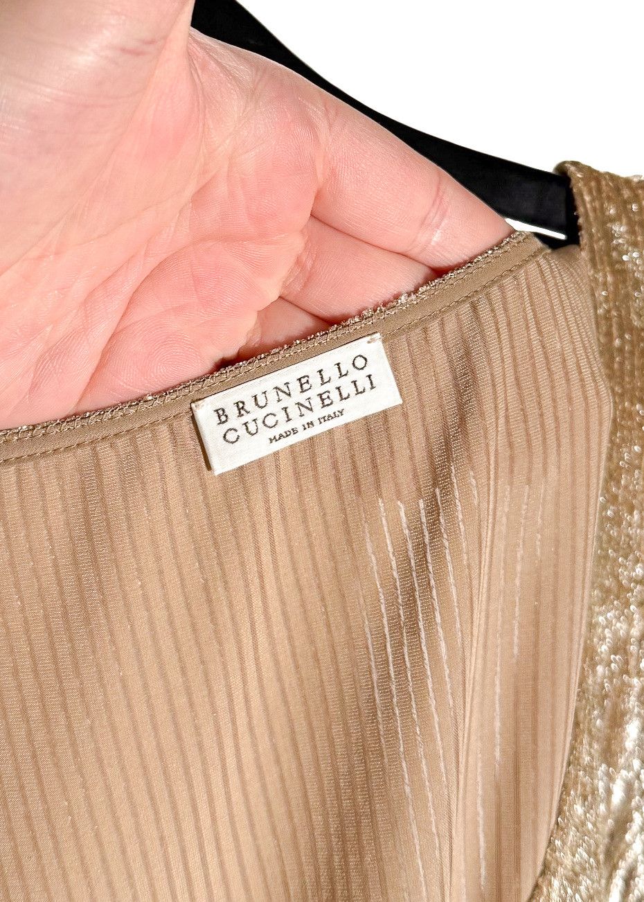 Brunello Cucinelli Brunello Cucinelli Metallic Gold Velvet Chenille Tank Top Size M / US 6-8 / IT 42-44 - 6 Thumbnail