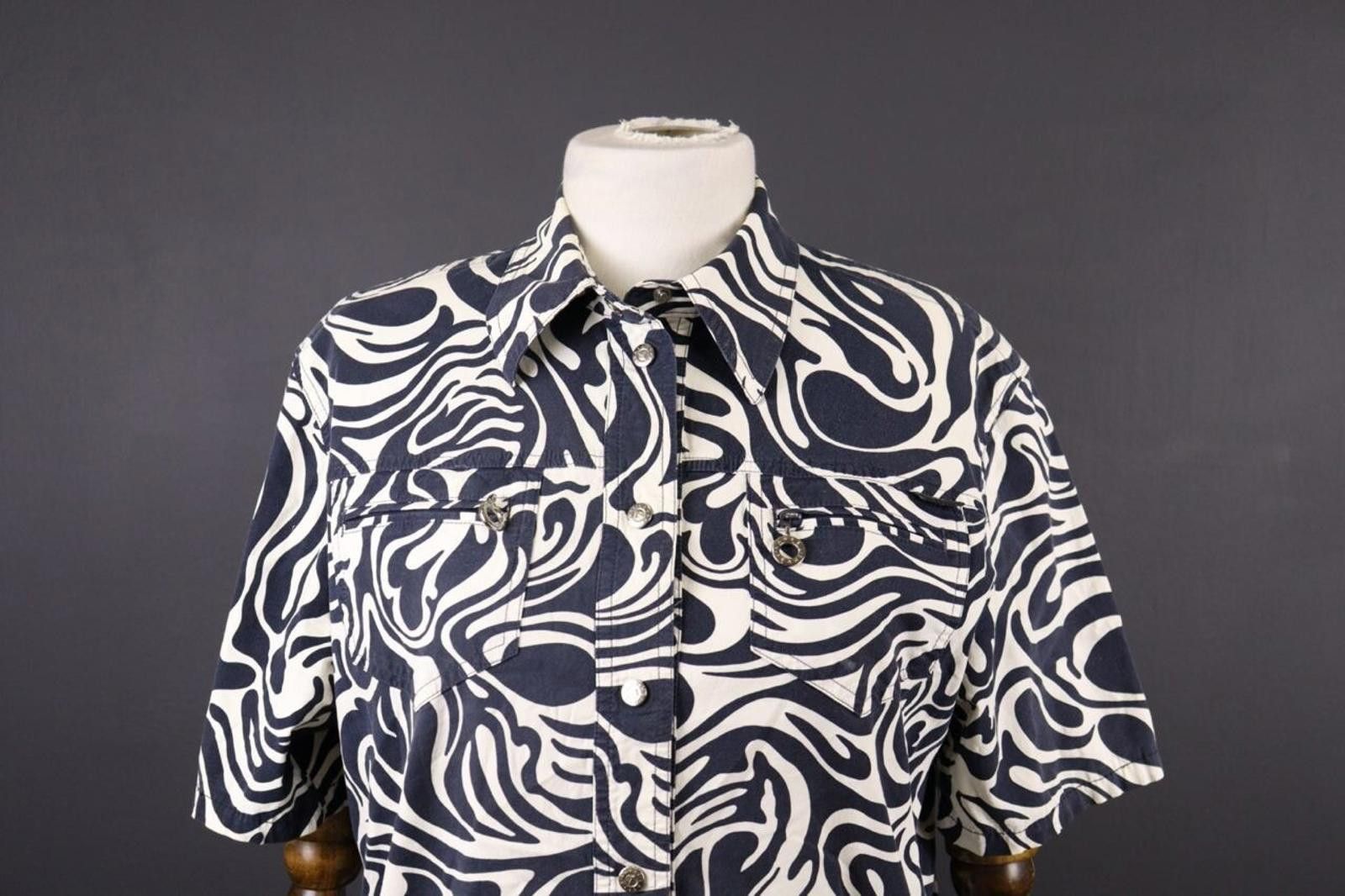 Polo Ralph Lauren Laurel Jeans by Escada Blue Abstract Button Shirt Size 38 Size M / US 6-8 / IT 42-44 - 2 Thumbnail