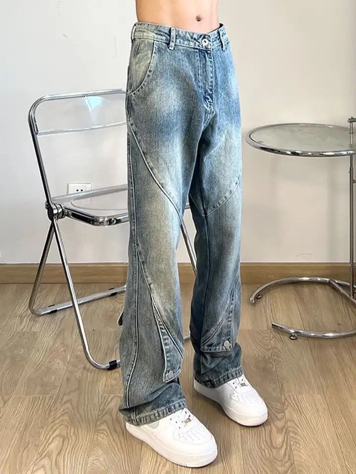 Denime × Vintage Light Blue Flared Male Cowboy Pants Straight Jeans Size US 31 - 2 Thumbnail