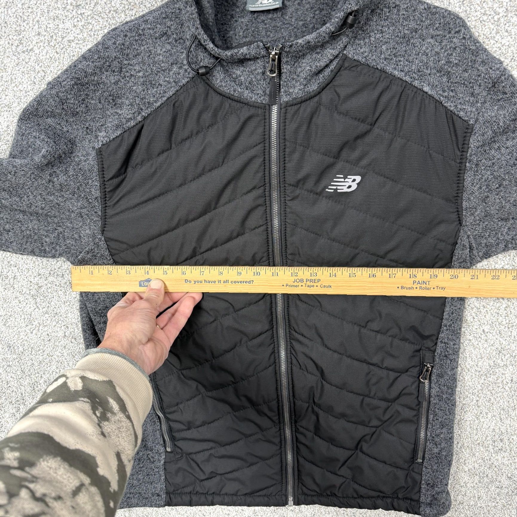 New Balance New Balance Jacket Mens L Gray Black Hooded Fleece Full Zip Quilted Outdoor Size US L / EU 52-54 / 3 - 4 Thumbnail