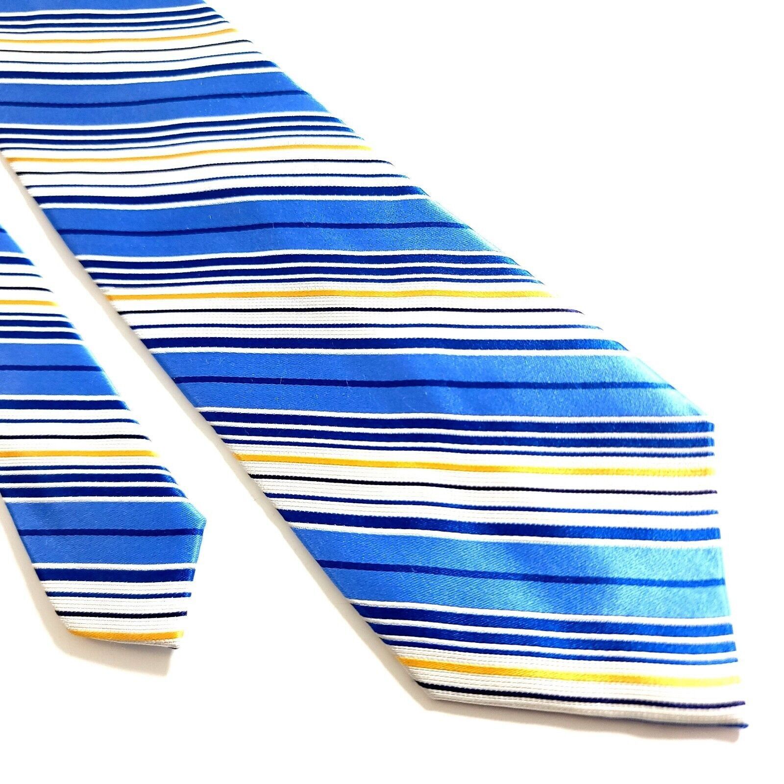 Croft & Barrow Croft & Barrow Blue Yellow Striped Woven Silk Tie Size ONE SIZE - 1 Thumbnail