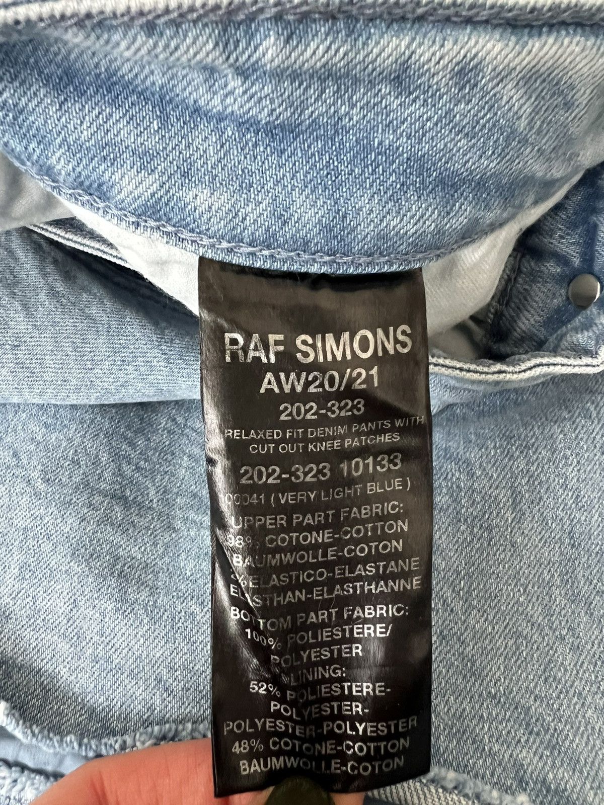Raf Simons Raf Simons Blue Uneven Knee Patch Jeans Size US 32 / EU 48 - 10 Thumbnail