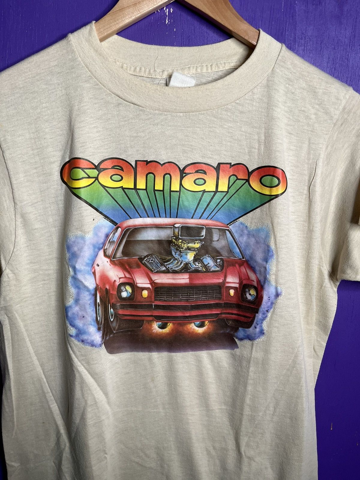Vintage Vintage 70s Camaro iron on print racing tee Size US M / EU 48-50 / 2 - 3 Thumbnail