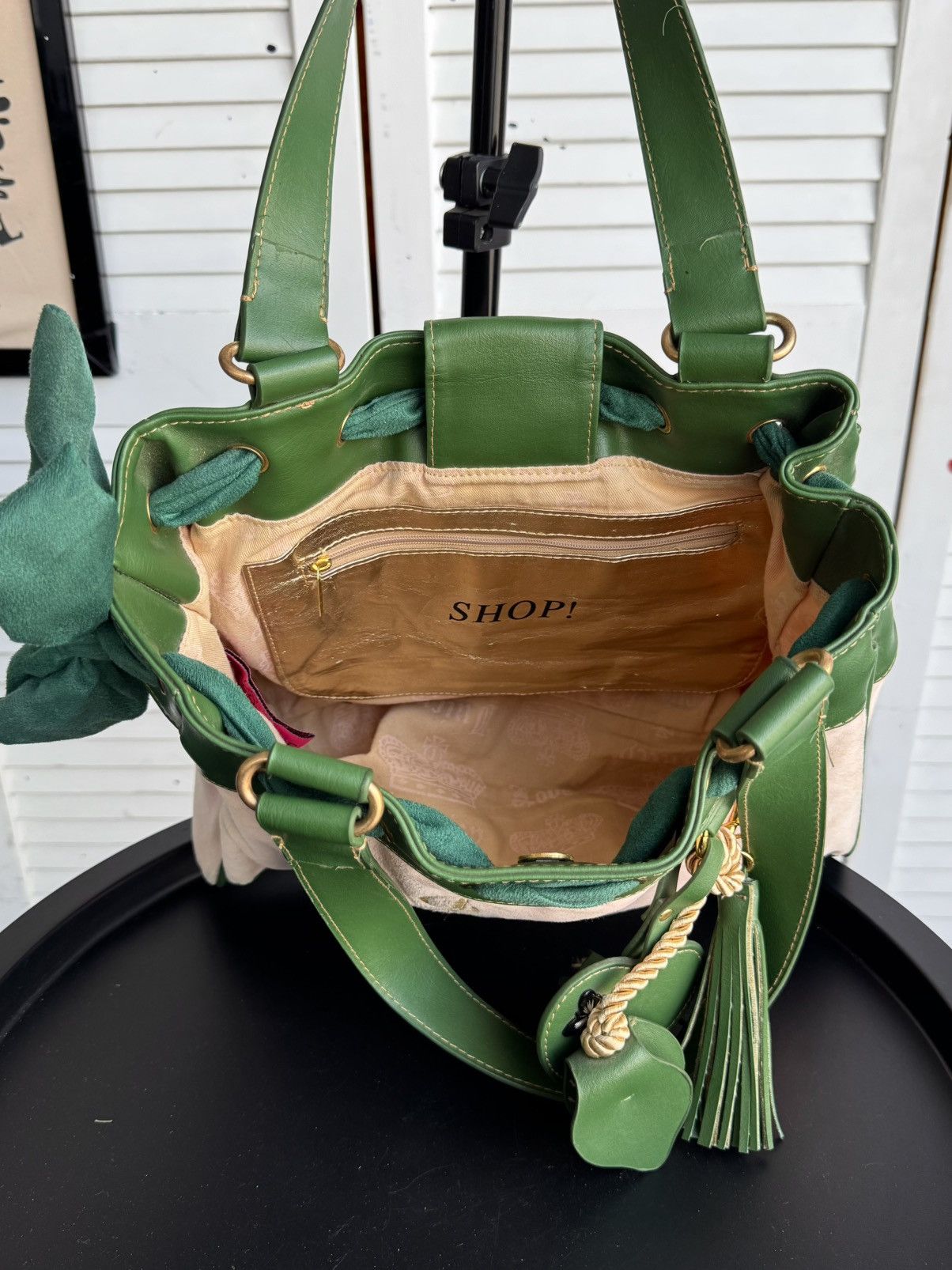 Juicy Couture Vintage Juicy Couture Daydreamer Velour Tote Bag Pink Green Size ONE SIZE - 16 Thumbnail