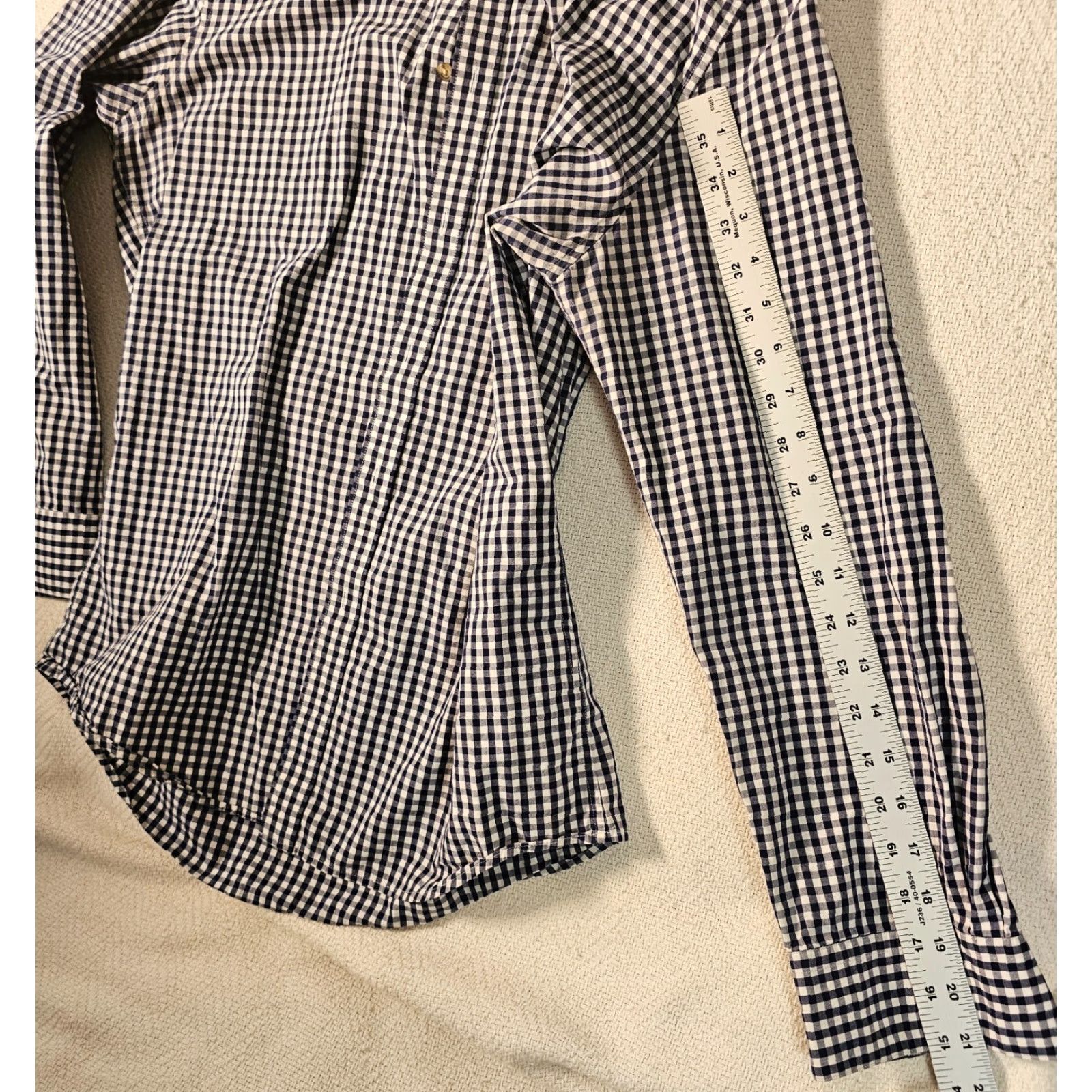 Bar III Bar III Carnaby Collection Men's Shirt Slim Long Sleeve Button-Up Navy Check Size M Size US M / EU 48-50 / 2 - 6 Thumbnail