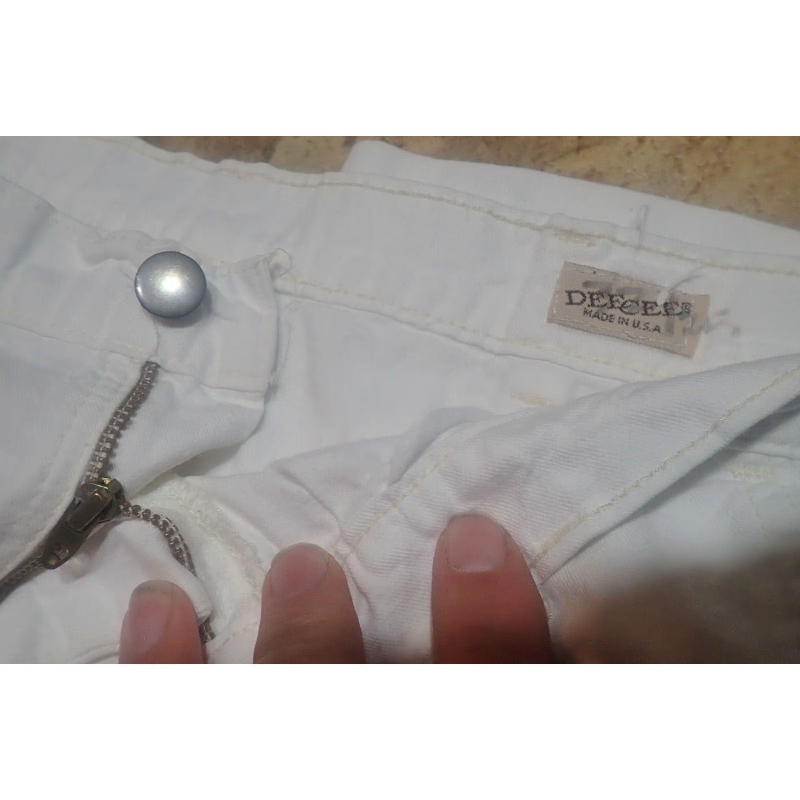 Denime Vintage DEE CEE Women's 1970s White Pleated Front Denim Cargo Jeans 32x25 Size 32" / US 10 / IT 46 - 6 Thumbnail