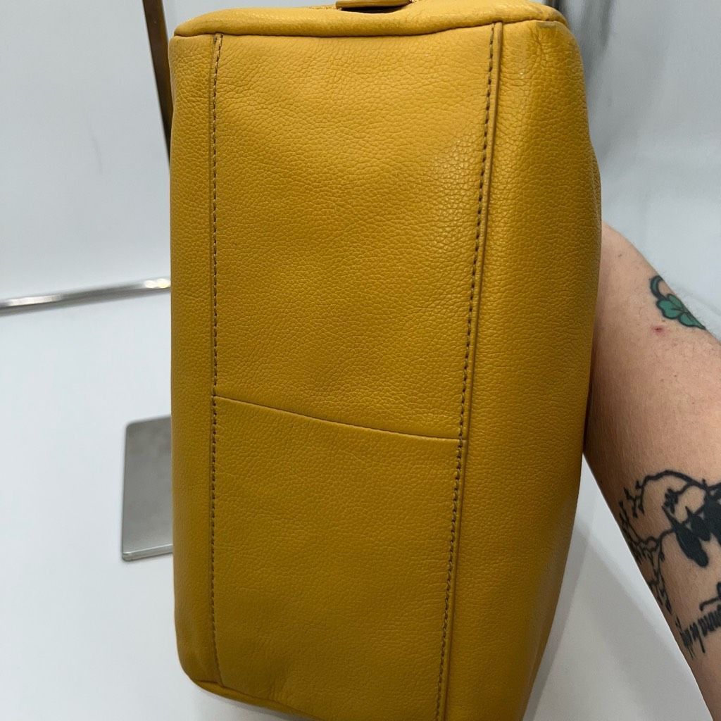 Fossil Fossil Yellow Leather Satchel with Unbranded Guitar Strap Size ONE SIZE - 7 Thumbnail