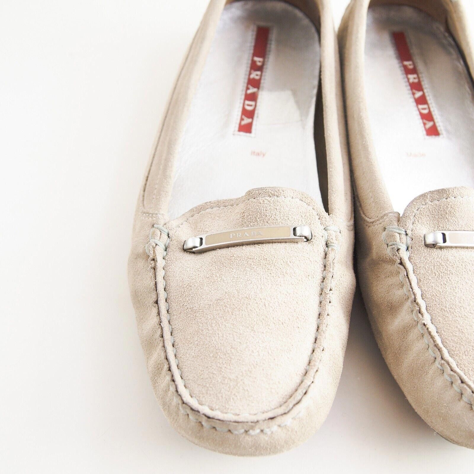 Prada Prada Driving Loafers Beige Suede Womens EU 36 US 6 Size US 6 / IT 36 - 2 Thumbnail