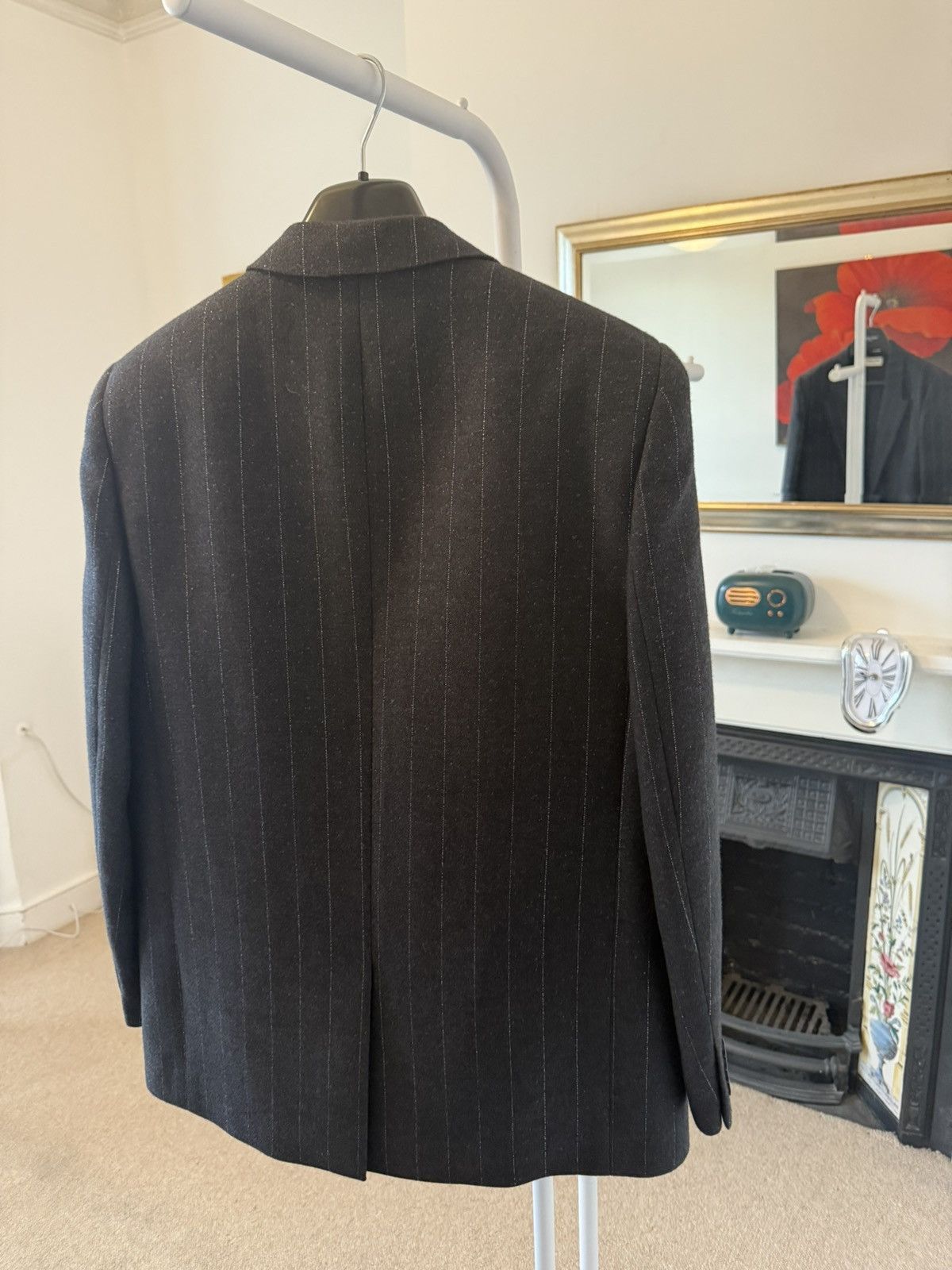 Saint Laurent Paris FW22 Saint Laurent Dark Grey Pinstriped Blazer Jacket Size 54R - 7 Thumbnail