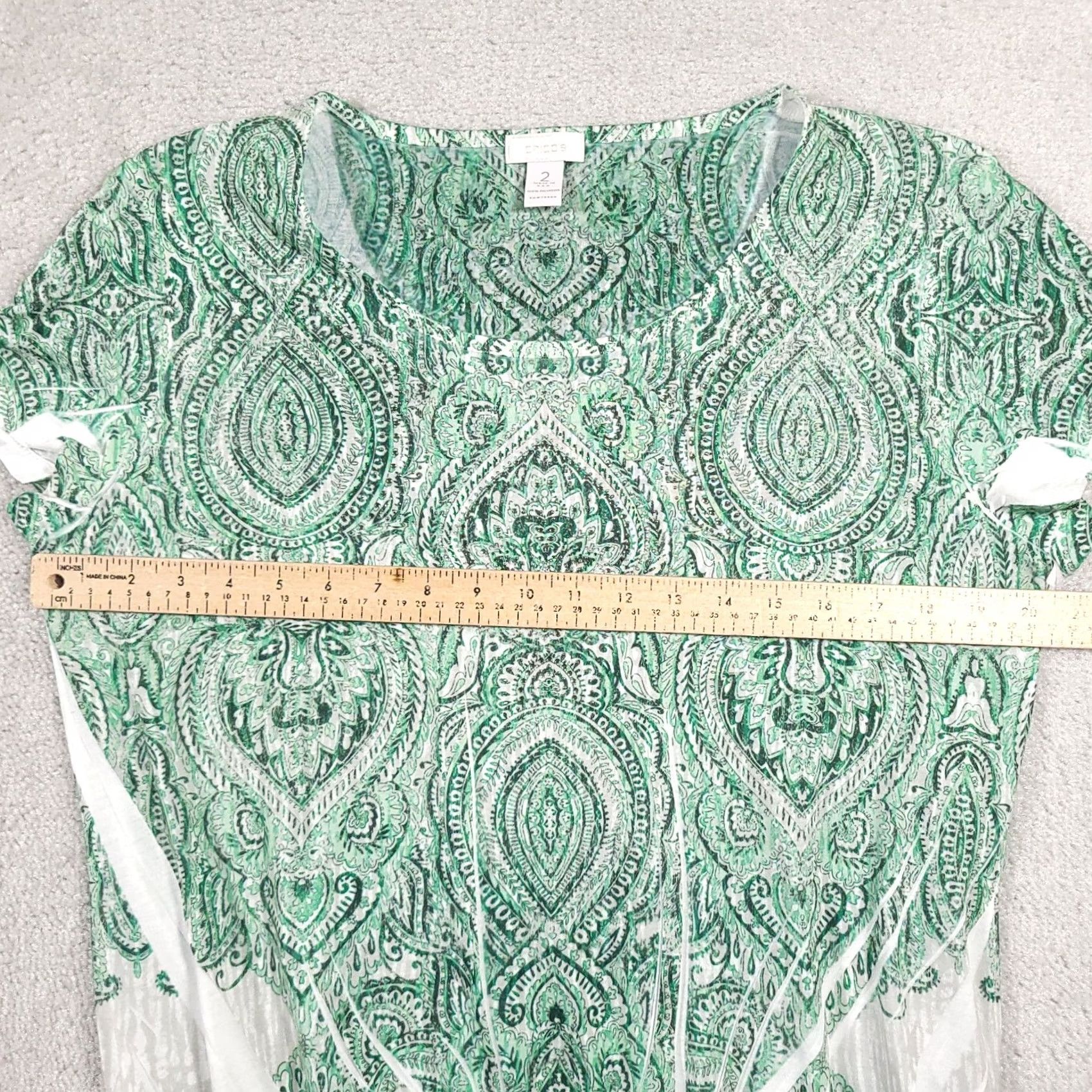 Vintage VINTAGE Chico's Shirt Women's Large Green Geometric Burnout Studded Cinched USA Size L / US 10 / IT 46 - 6 Thumbnail