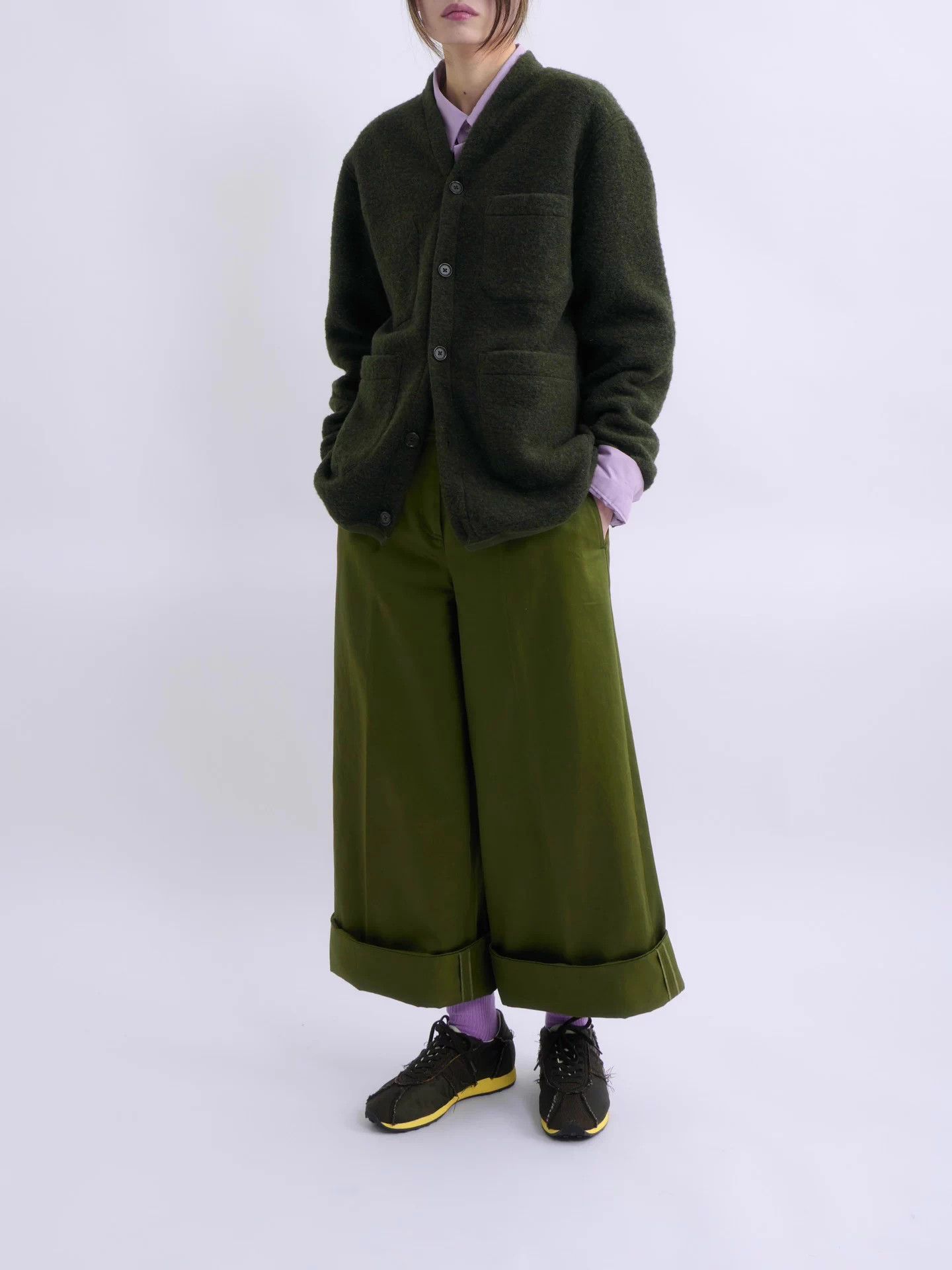 Other UNIVERSAL WORKS Moss Green Oversized Wool Cardigan Size M / US 6-8 / IT 42-44 - 3 Thumbnail