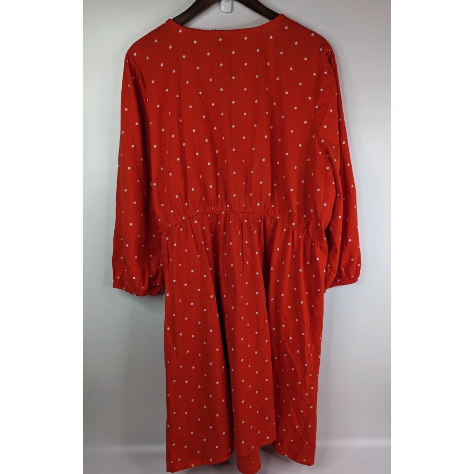 Old Navy Old Navy Women's Dress Wrap Floral Red White Elastic Waist V-Neck Tie 2X Plus Long Sleeve Knee Length Linen 100% Cotton Shirt Womens Size XXL / US 16-18 / IT 52-54 - 5 Thumbnail