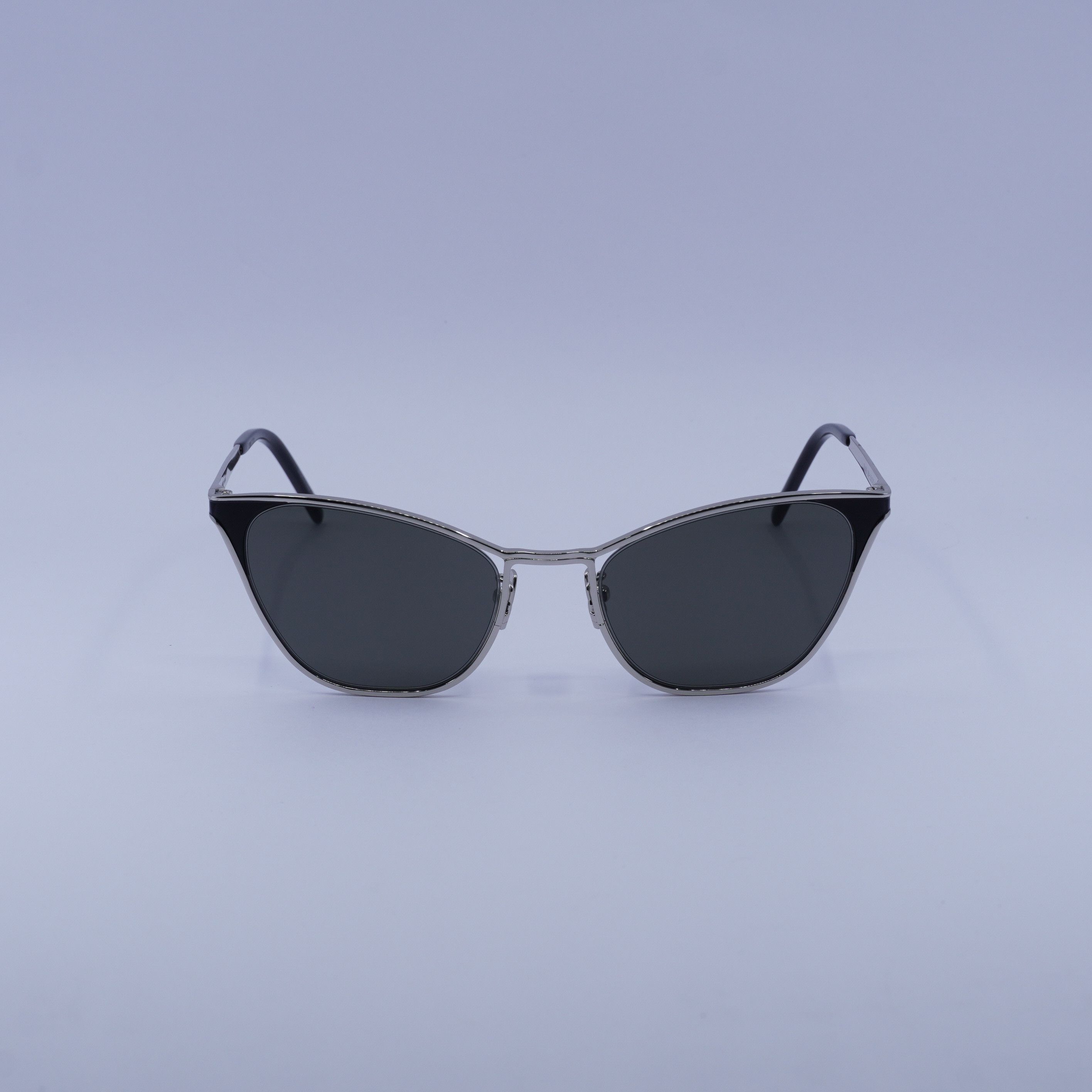 Saint Laurent Paris Saint Laurent SL409 001 Sunglasses Silver Cat Eye Frame Size ONE SIZE - 7 Thumbnail