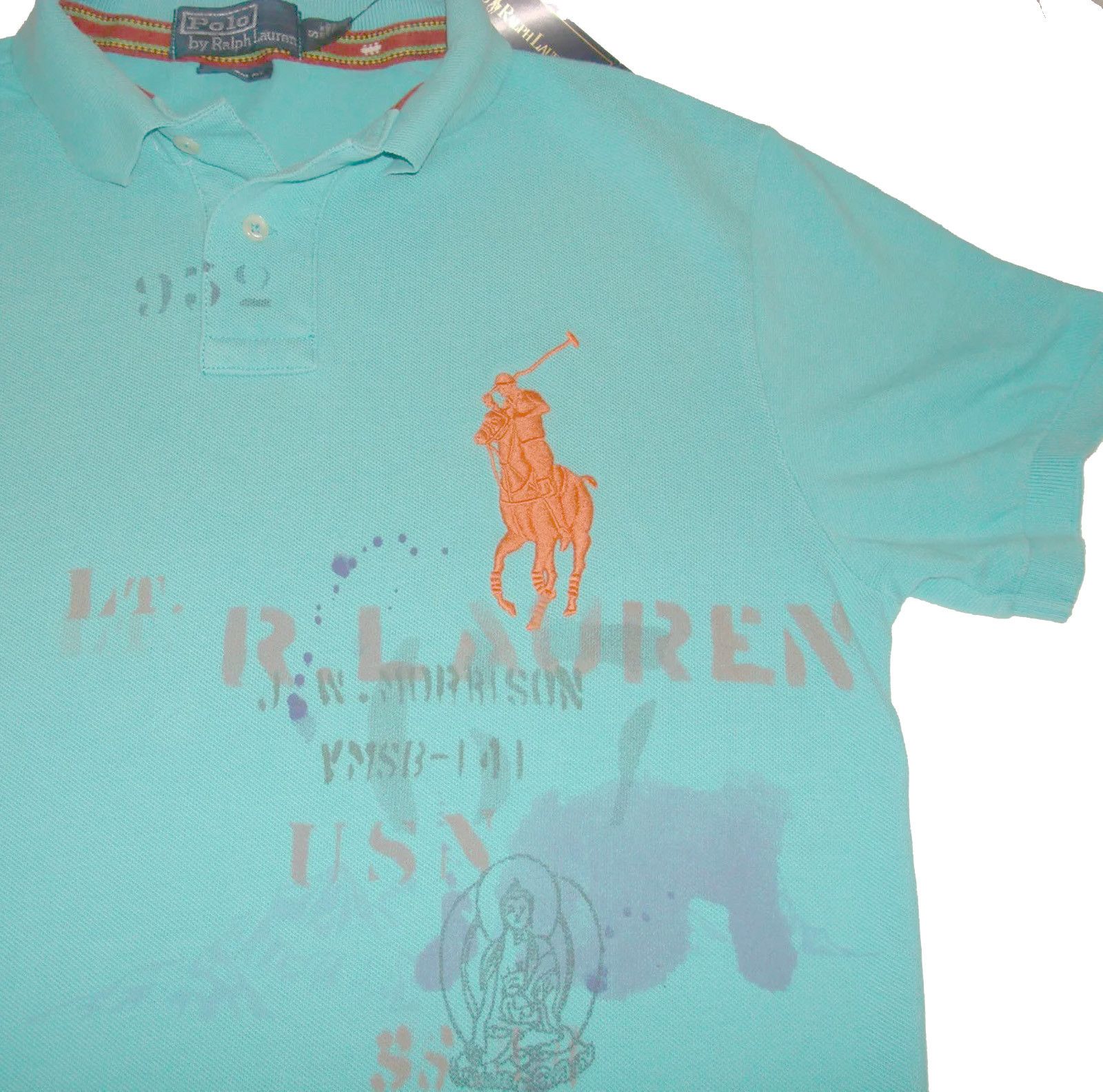 Polo Ralph Lauren NEW VINTAGE Polo Ralph Lauren Polo Shirt L Aqua Asia Dragon Size US L / EU 52-54 / 3 - 2 Thumbnail