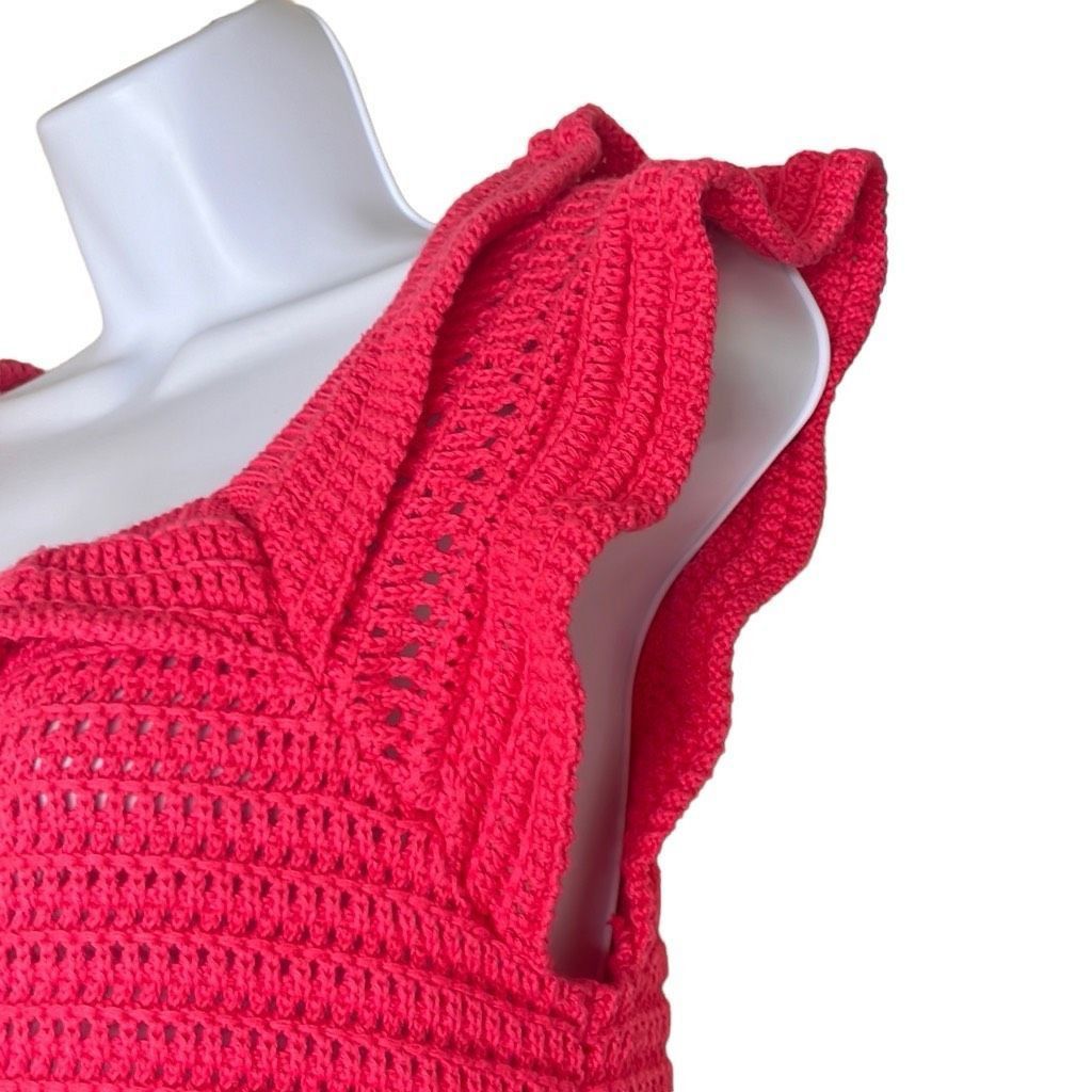 Nautica Nautica Womens Medium Crocheted Pullover Top Pink Square Nec Size M / US 6-8 / IT 42-44 - 4 Thumbnail