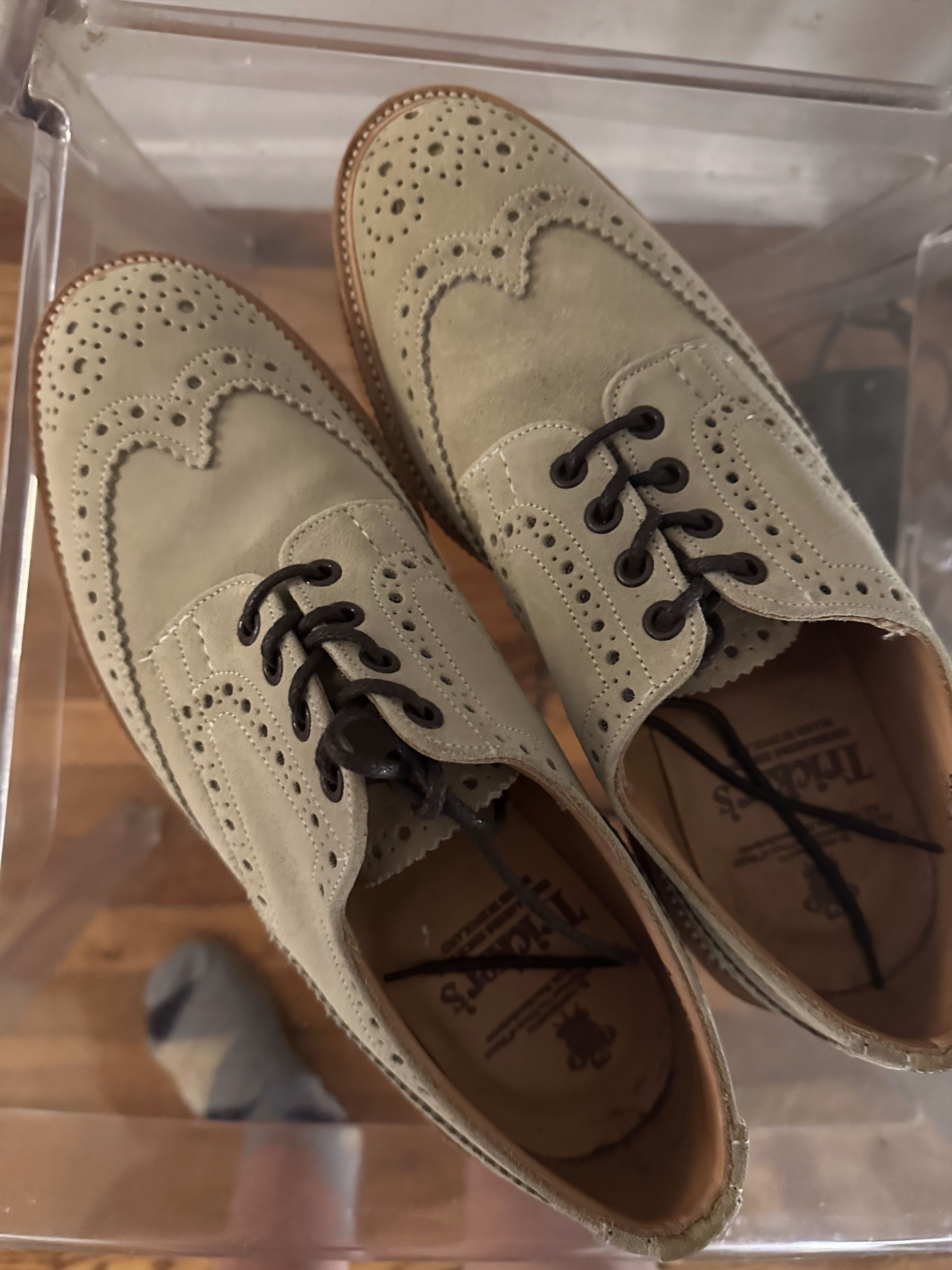 Tricker's Tricker's Bourton Beige Suede Brogue – Vibram – UK 9.5 Size US 10.5 / EU 43-44 - 3 Thumbnail