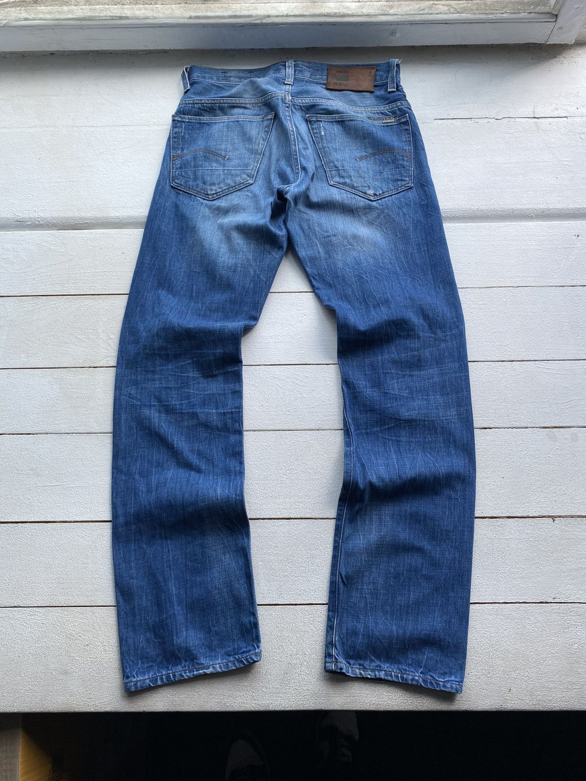 G-Star × Vintage VNTG G Star Raw Blue Gothic Avant Garde Blue Straight Jeans Size US 30 / EU 46 - 3 Thumbnail