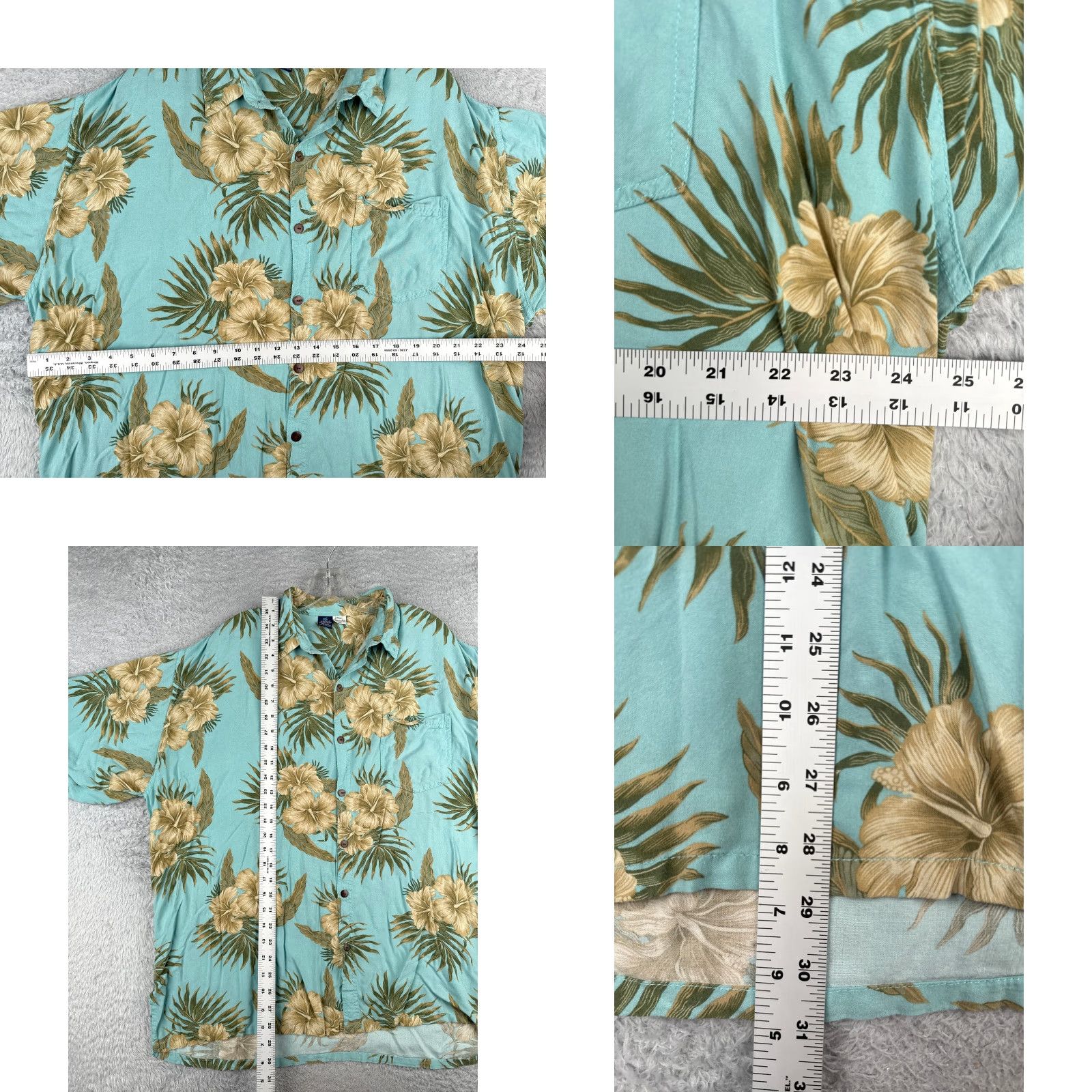 Vintage Hibiscus Collectrion Hawaii Shirt Men 2XL Blue Floral Hawaiian 100% Rayon Button-Up Short Sleeve Vintage No Size US XXL / EU 58 / 5 - 8 Thumbnail