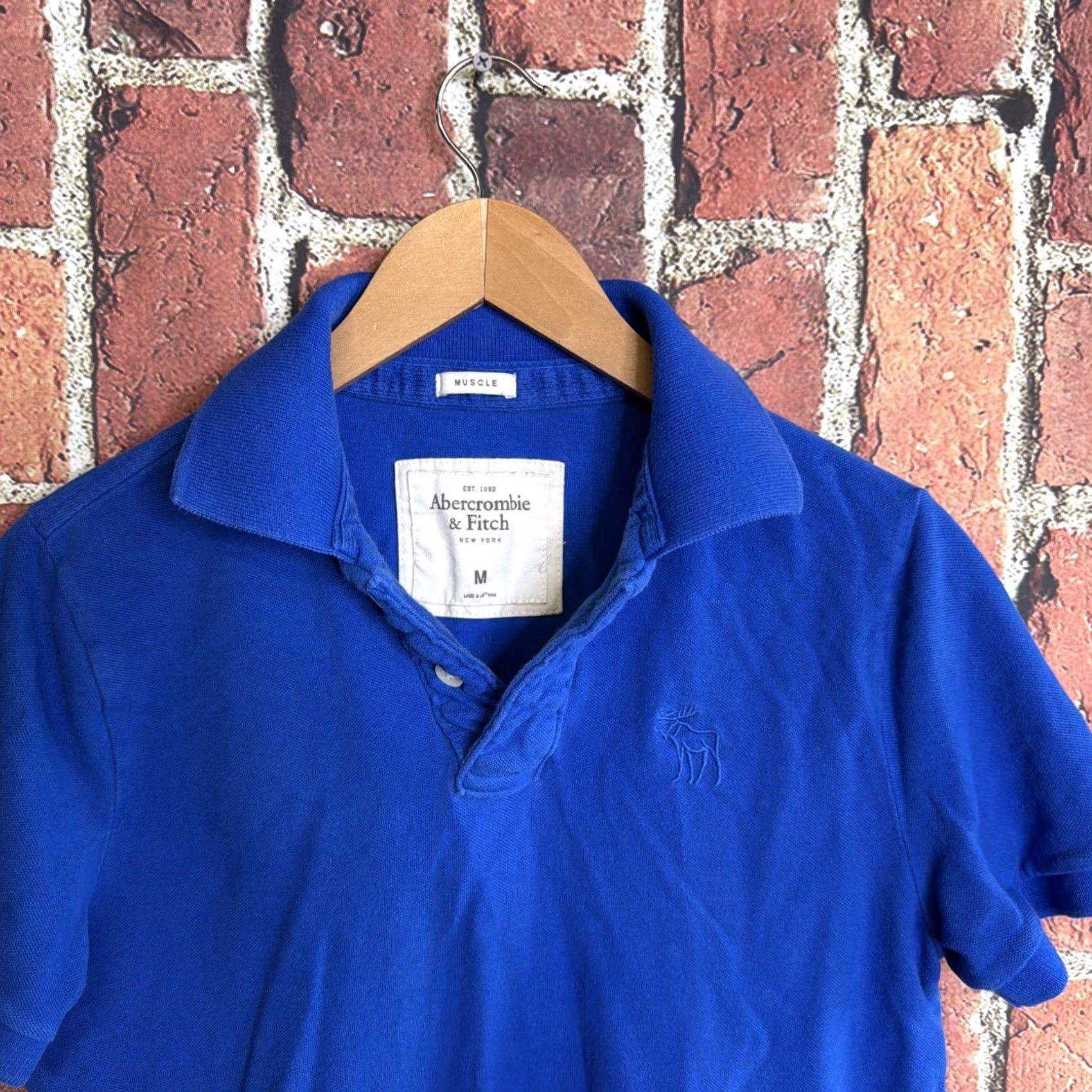 Abercrombie & Fitch Abercrombie & Fitch Polo Shirt Mens M Muscle Blue Y2K Vintage Slim Short Sleeve Button Logo Embroidered Classic 2000s Hipster Size US M / EU 48-50 / 2 - 2 Thumbnail