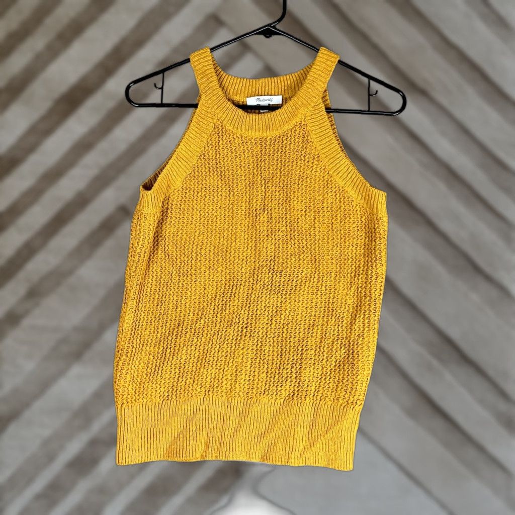 Madewell Madewell Womens Sweater Tank Top Mustard Ochre Knit Cutaway Cotton XS Size XS / US 0-2 / IT 36-38 - 1 Thumbnail