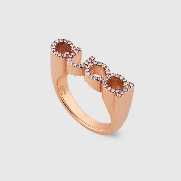 Gucci oc11z0126 Size: S / Script Crystal Ring In Gold Size ONE SIZE - 2 Thumbnail