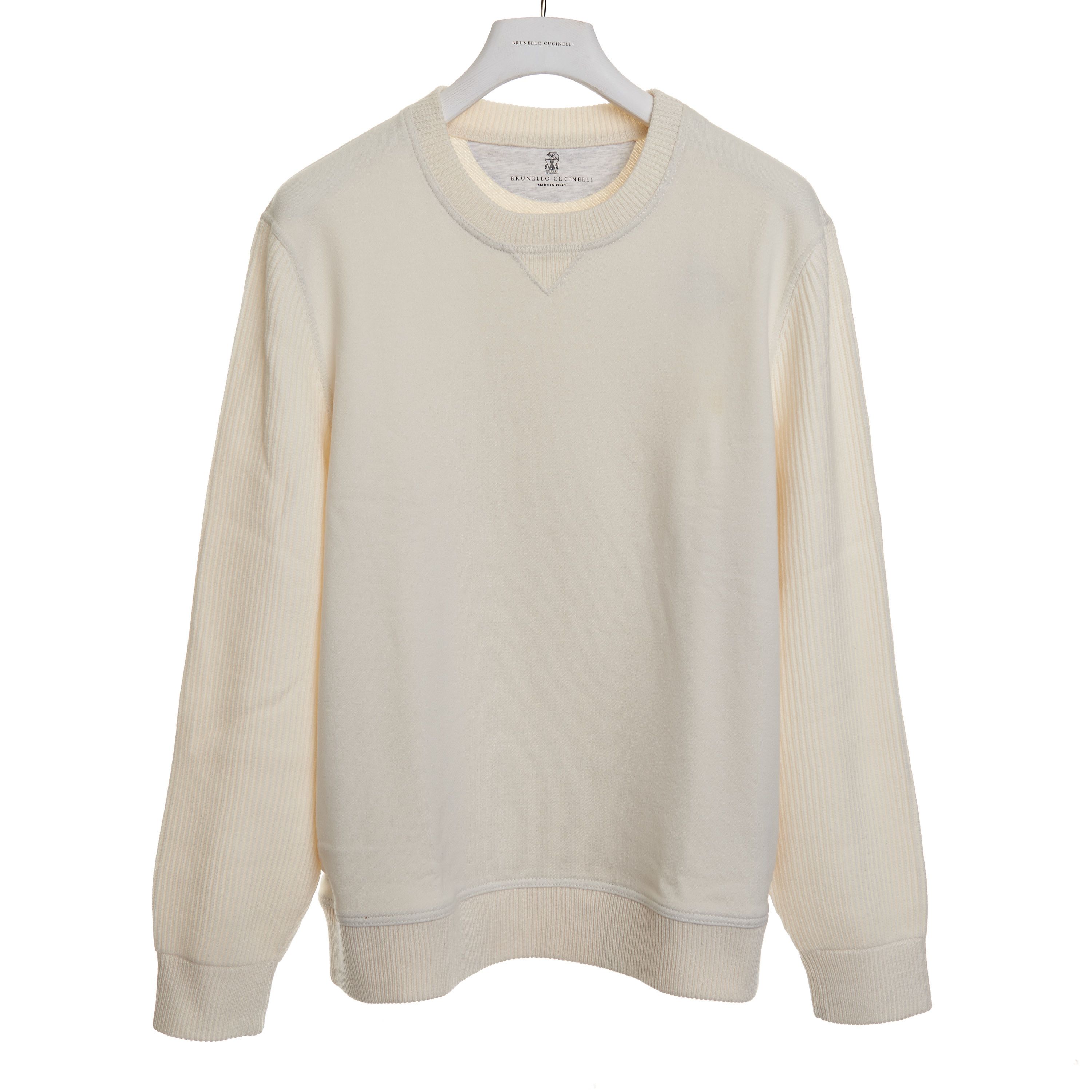 Brunello Cucinelli Crewneck Sweater With English Rib Knit Sleeves Size US L / EU 52-54 / 3 - 1 Thumbnail