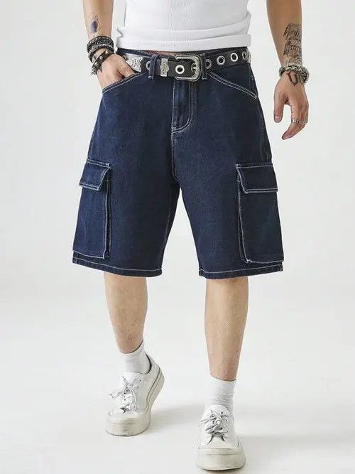 Jean Pants Cargo Jeans denim Drip Shorts Size US 36 / EU 52 - 3 Thumbnail