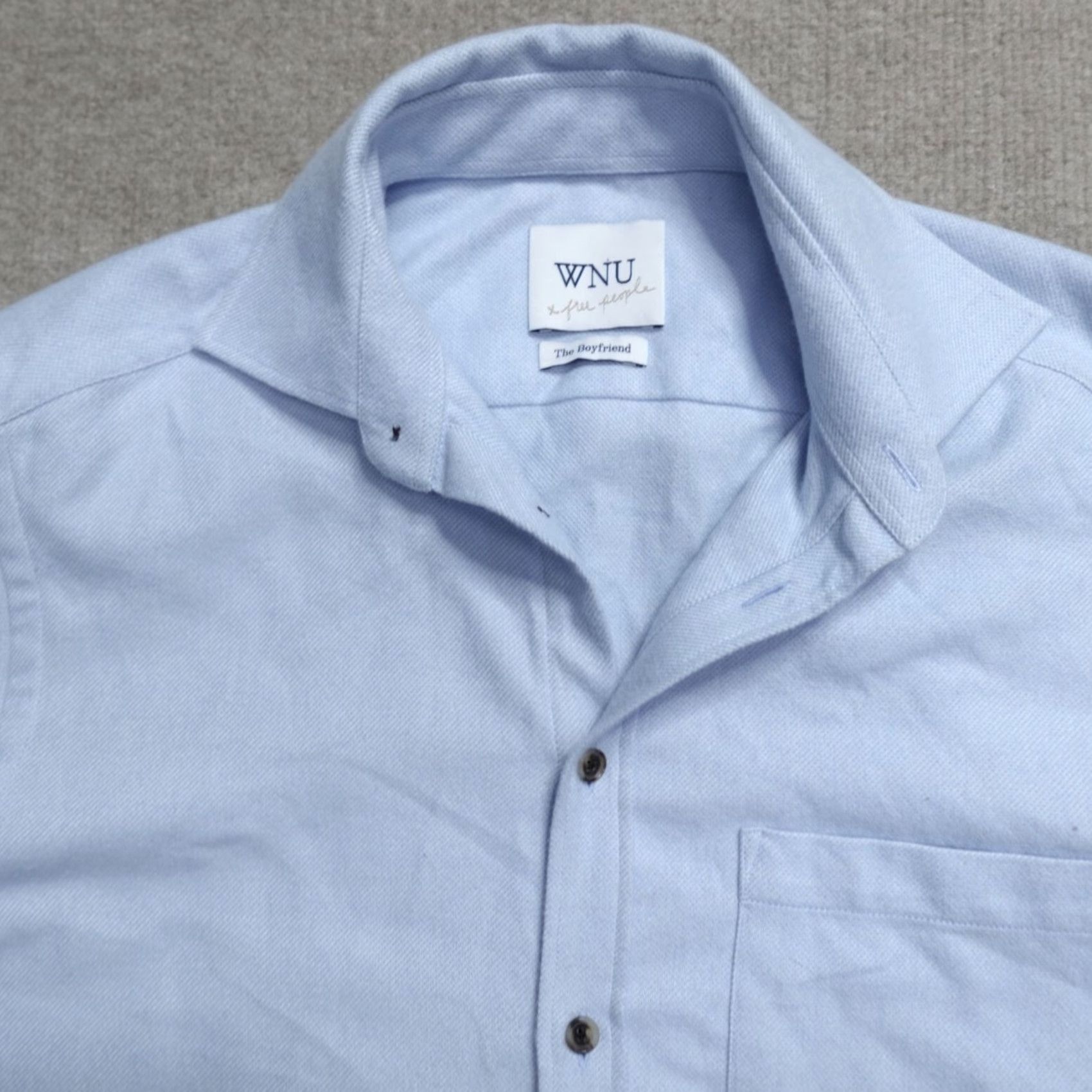 Free People WNY Free People Womens Shirt 10 Blue Flannel The Boyfriend Made In Portugal Size L / US 10 / IT 46 - 3 Thumbnail